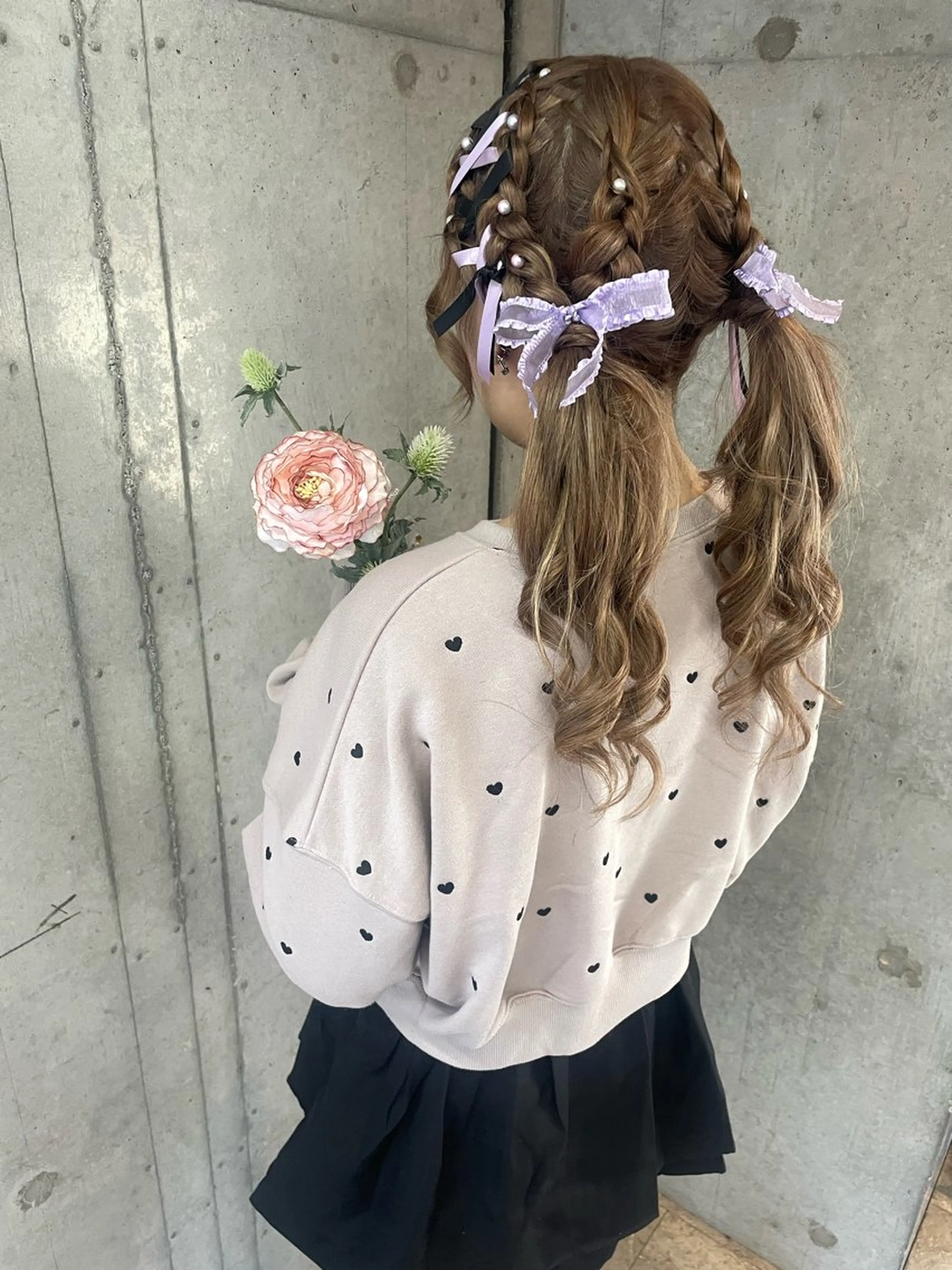 推し活🪄イベントやおでかけヘアセット💕メンカラリボンやカラーパールピン・ラメなど２種類チョイス✨45分（目安時間）の写真