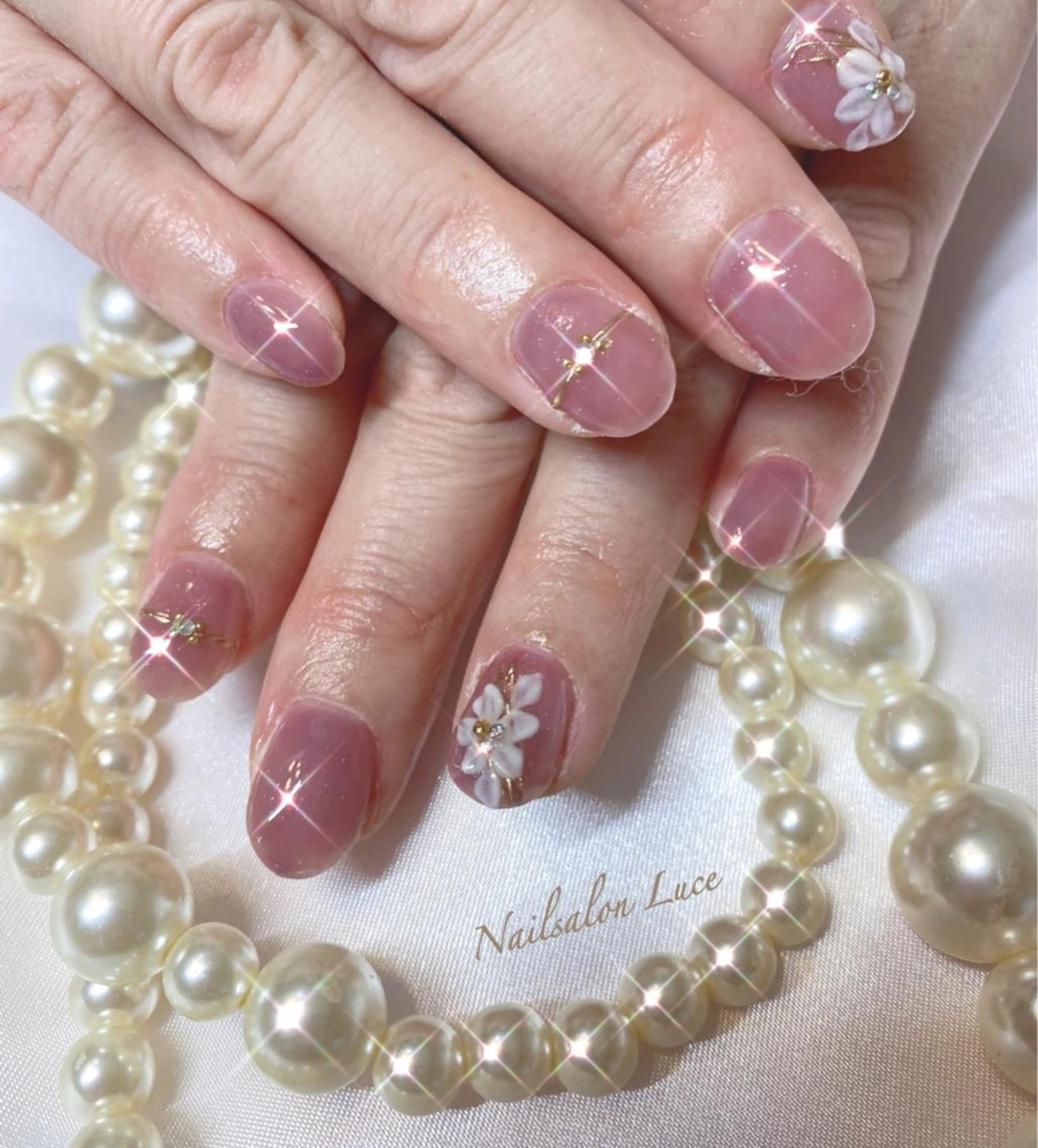 ネイル フラワーネイル ジェルネイル ワンカラーネイル ピンク ネイル& 脱毛サロン　Lのマツエク・マツパデザイン
