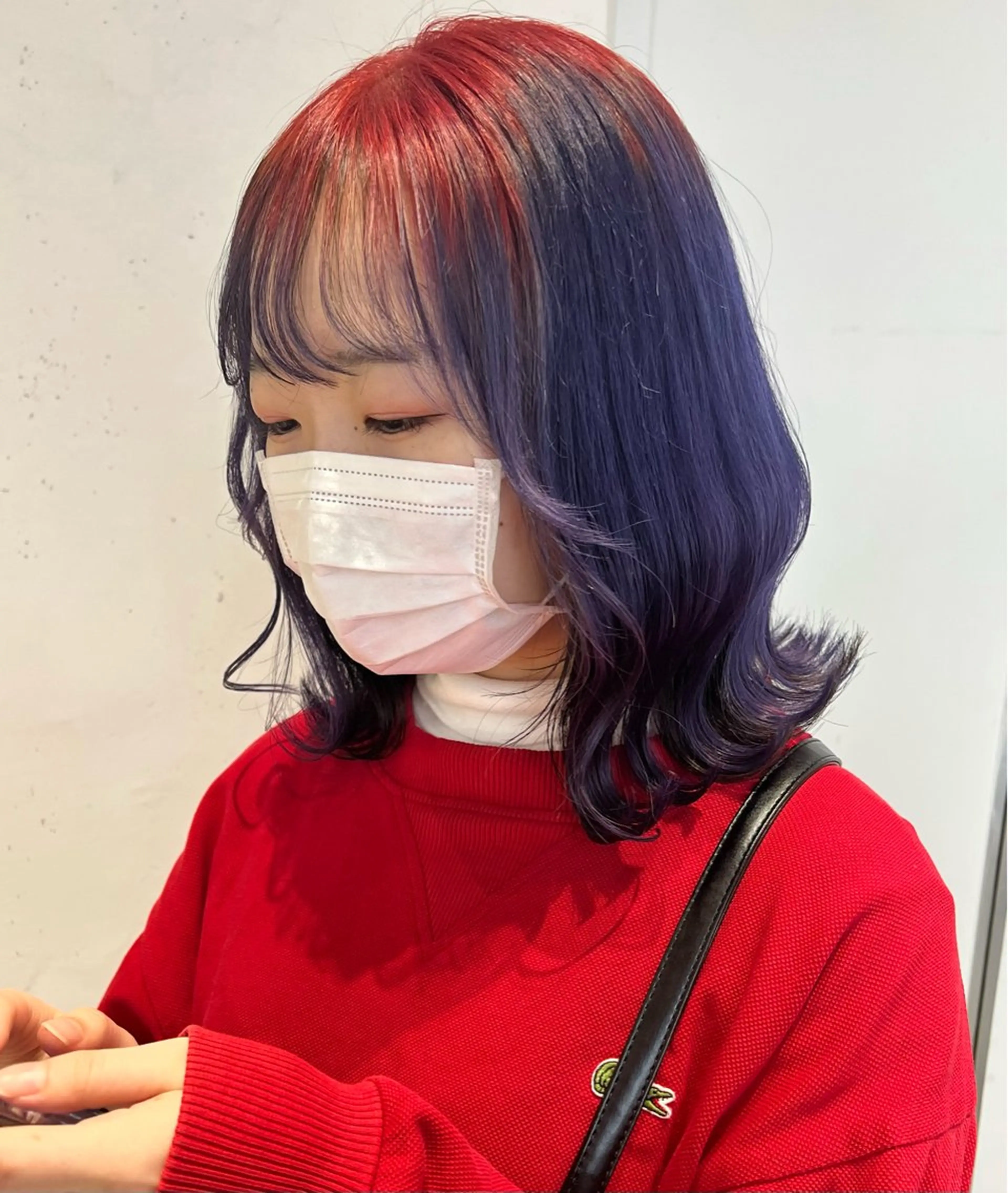 ミディアム カラー デザインカラー パープルカラー レッドカラー バイオレットカラー ちょめ/八王子 ZEST emuのヘアスタイル