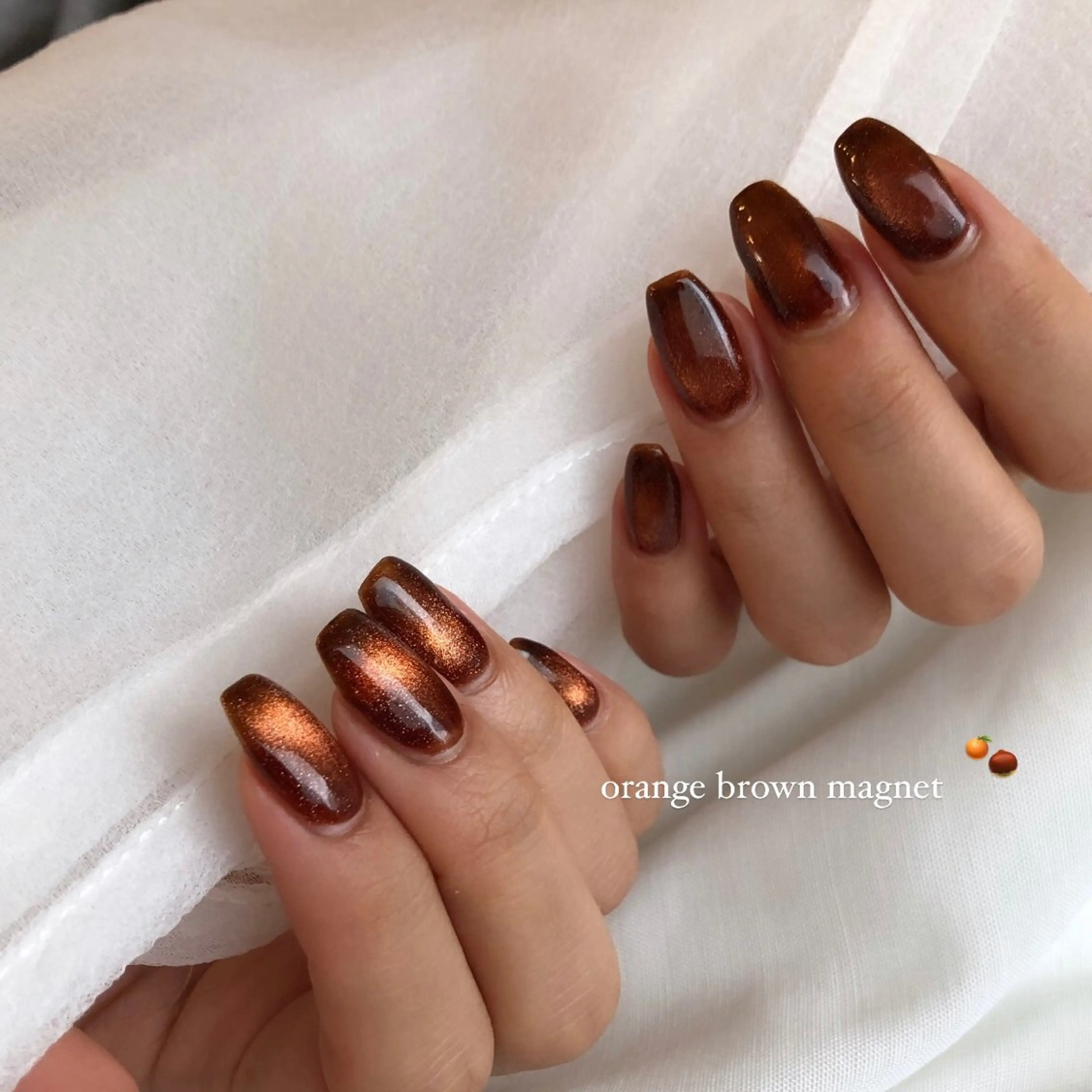 ネイル ブラウン オレンジ Rich+nail Mayuのネイルデザイン