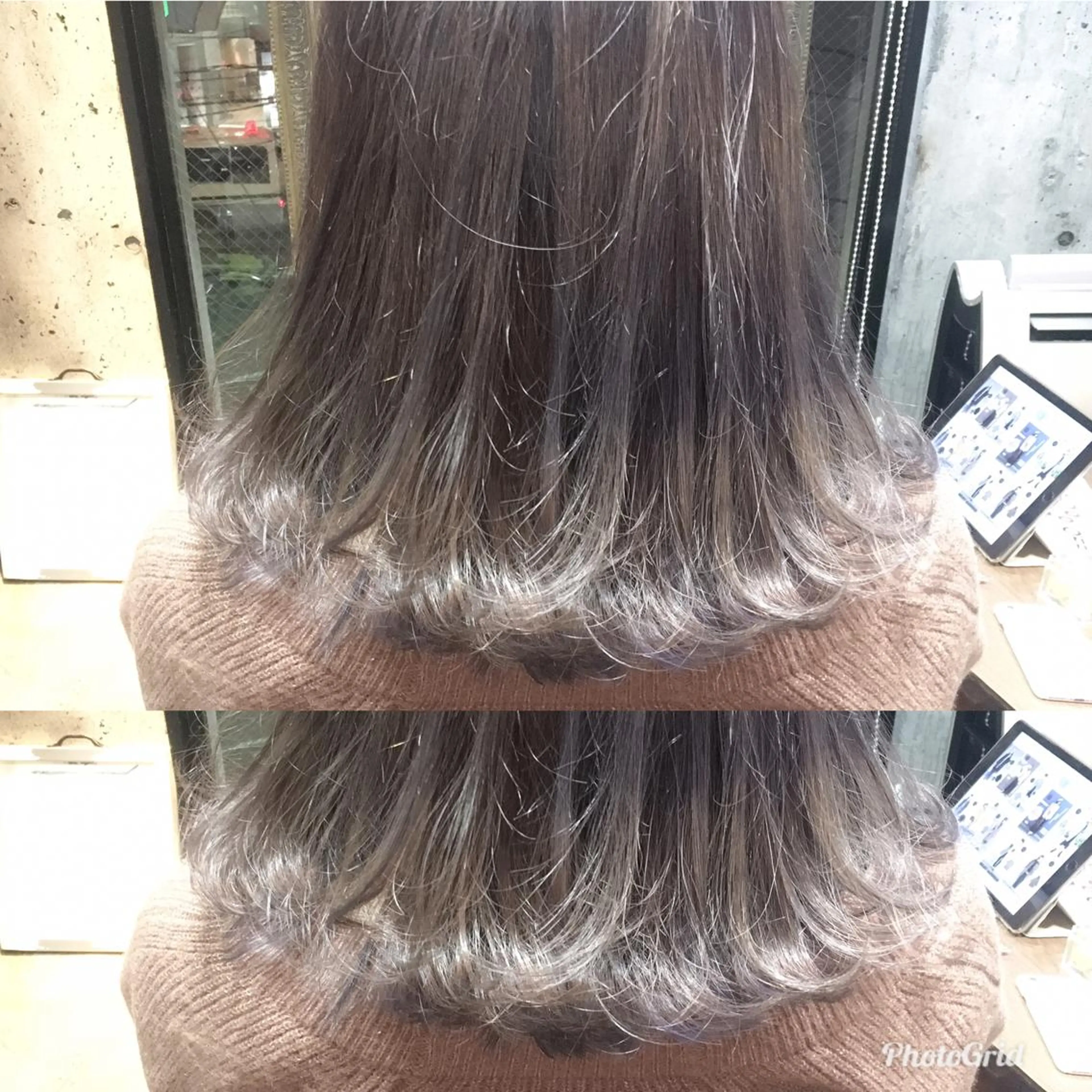 ミディアム カラー グラデーションカラー グレージュ 北條 優輝のヘアスタイル