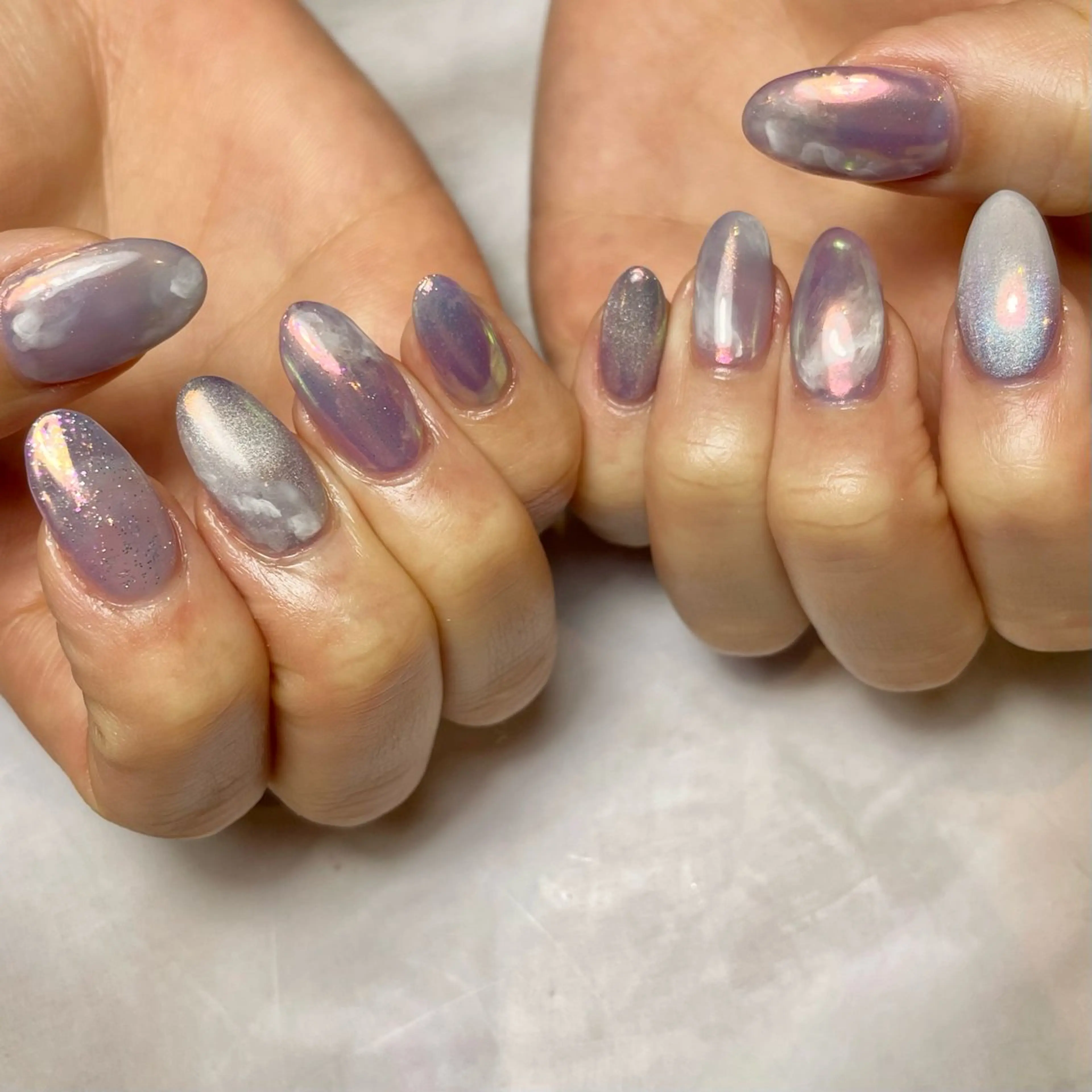 ネイル オーロラネイル 持ち込み ニュアンスネイル ハンドネイル Reflection marikoのネイルデザイン