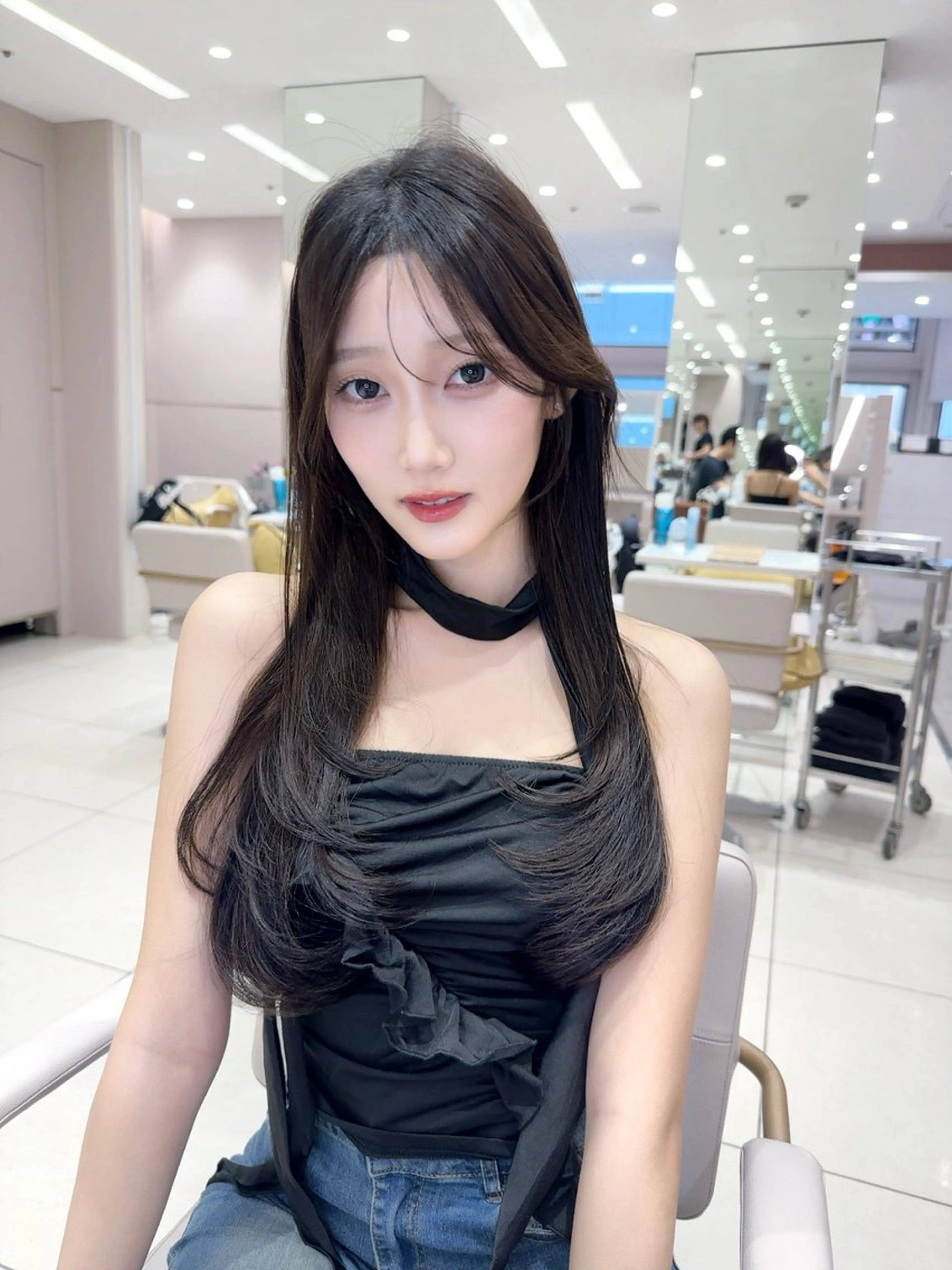 ロング カラー カット ヘアカラー トリートメント ヘッドスパ ヘアセット 韓国ヘア/レイヤー/ 顔まわり/りょーとのヘアスタイル