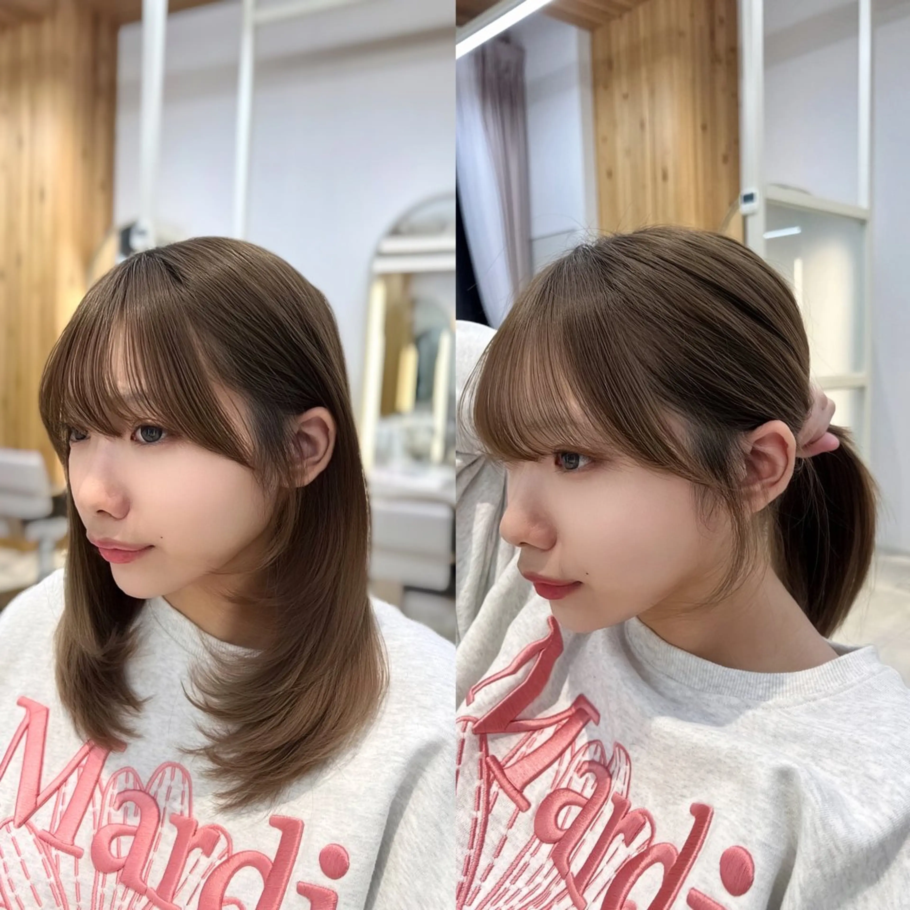 ミディアム カット トリートメント レイヤーカット/ 顔まわり/アオイのヘアスタイル