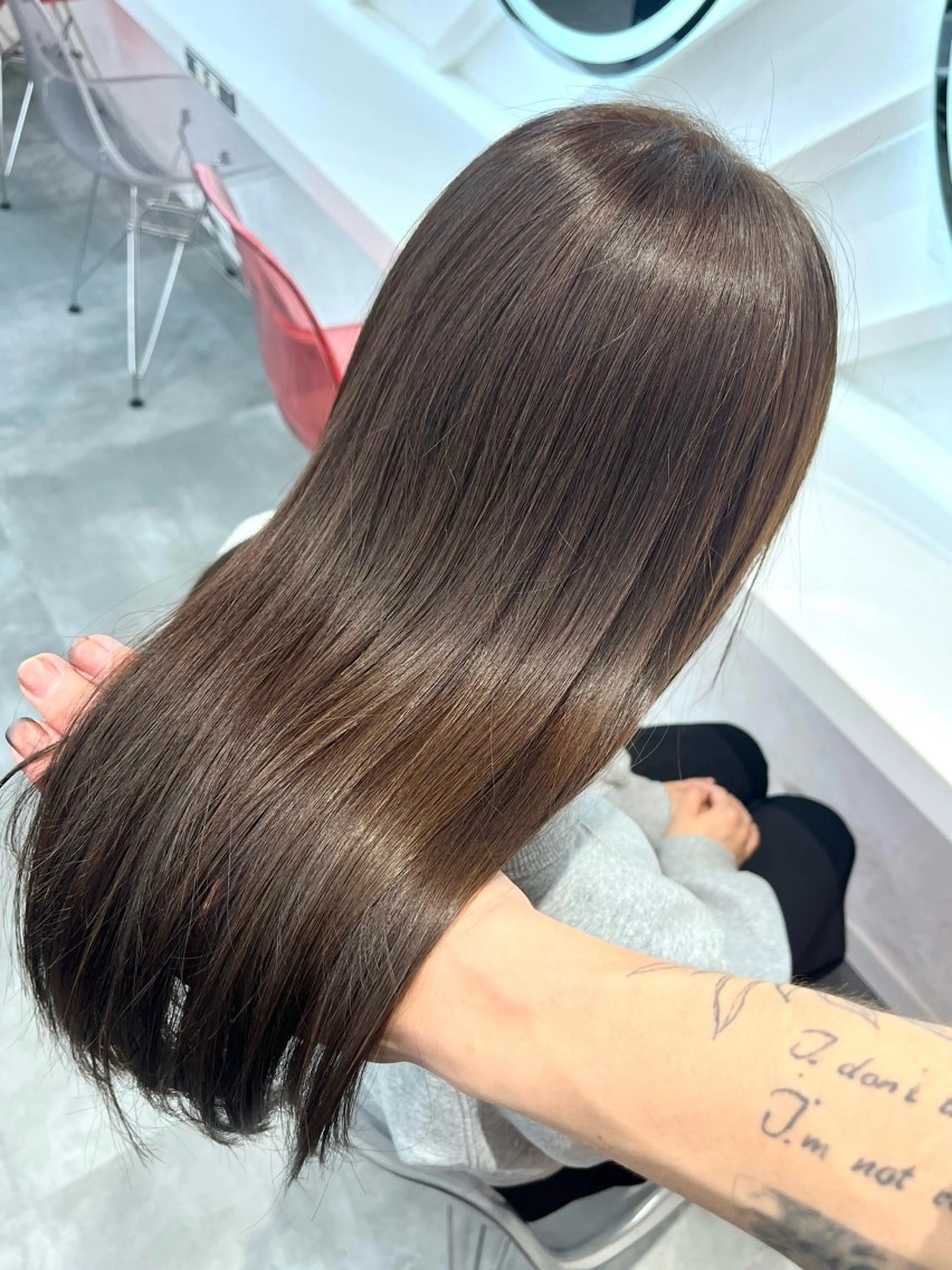 ロング カラー 山崎/ボブ縮毛矯正 レイヤー髪質改善のヘアスタイル