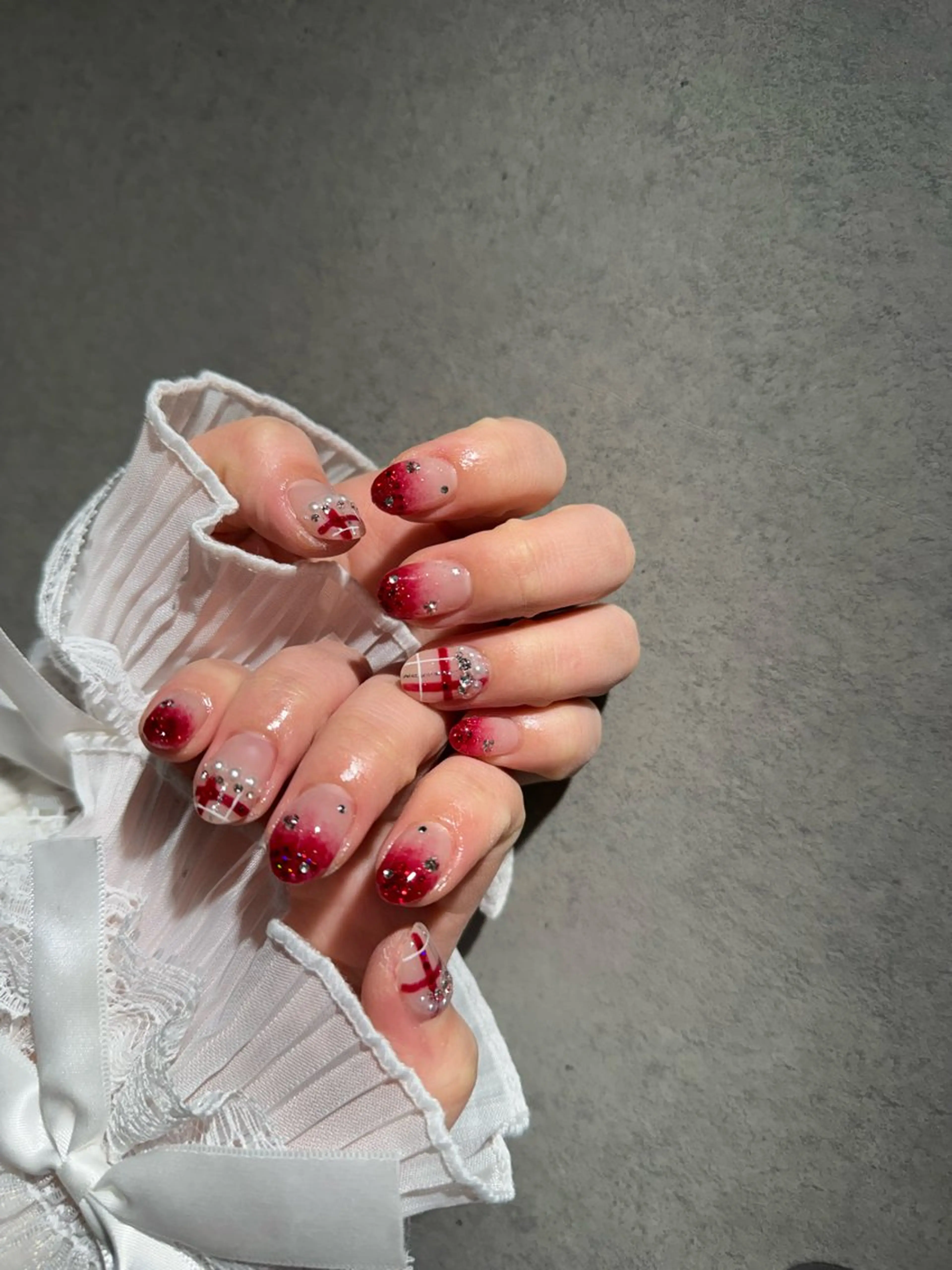 ネイル I-nailロング /ワンホン/キラキラのネイルデザイン