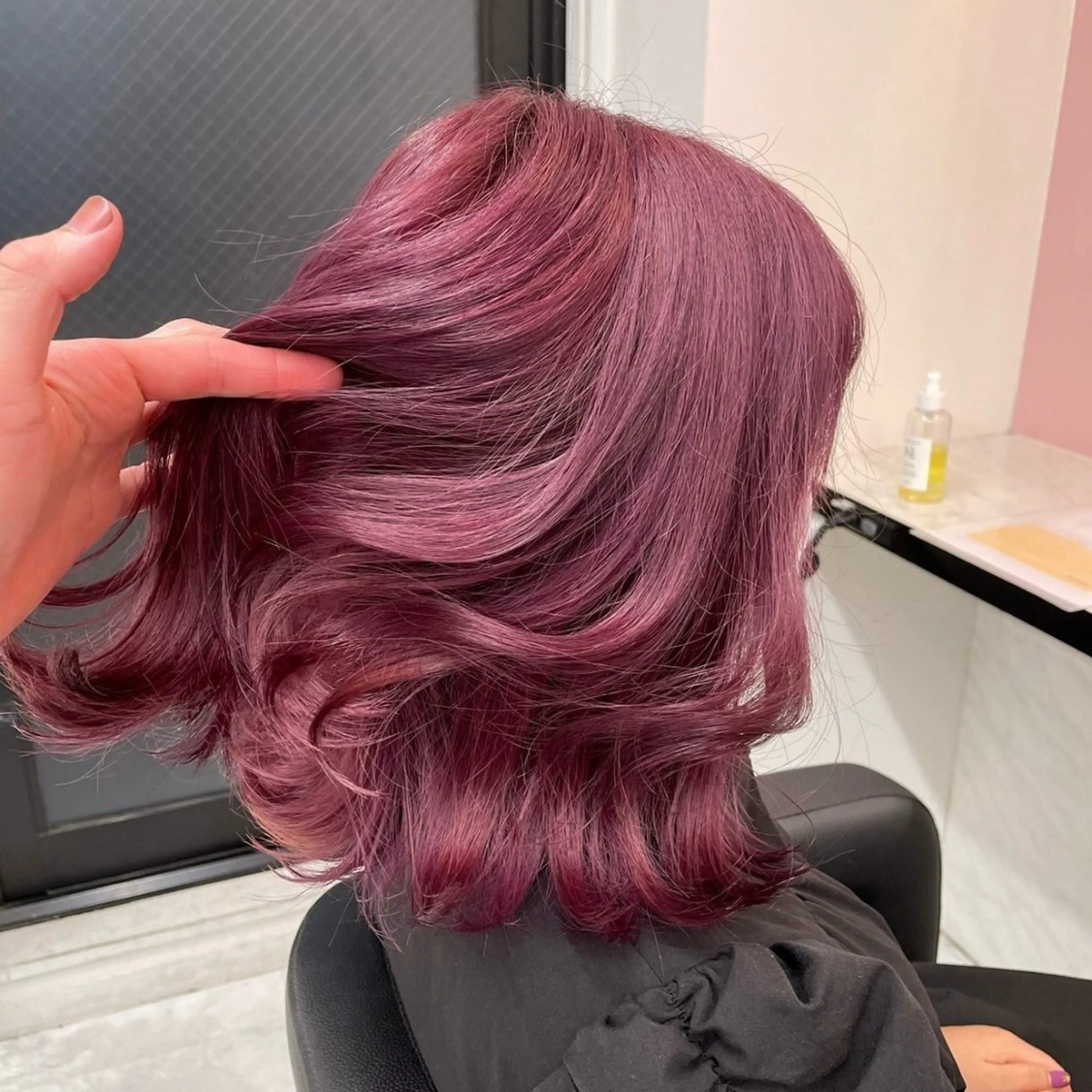 セミロング カラー メンズ メンズブリーチ ブリーチ 髪質改善 トリートメント 💗愛され暖色💗 ピンク/レッド💗のヘアスタイル