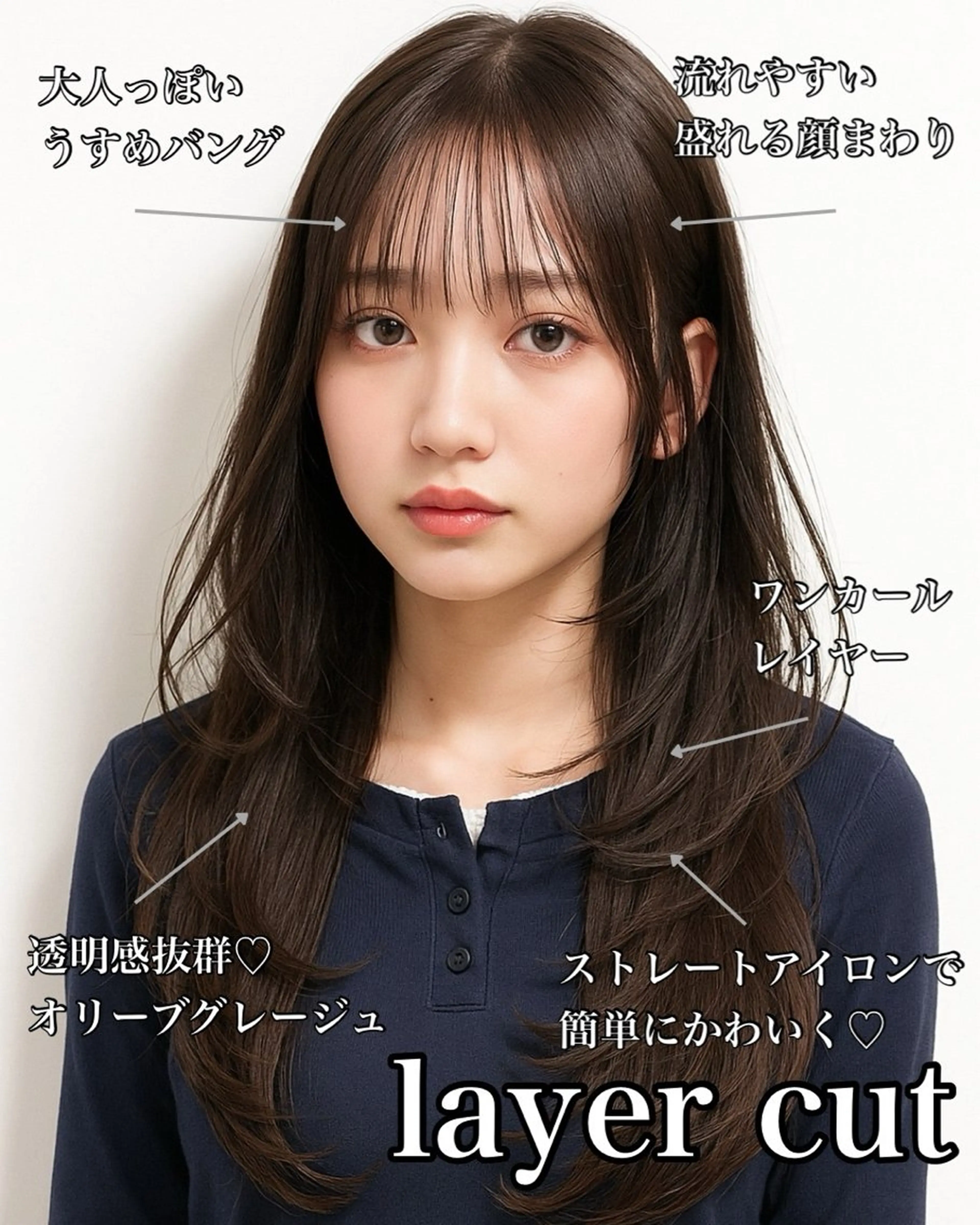 ロング カット ヘアカラー トリートメント ヘッドスパ ヘアセット 🤍レイヤーカット /顔まわりカット🤍のヘアスタイル