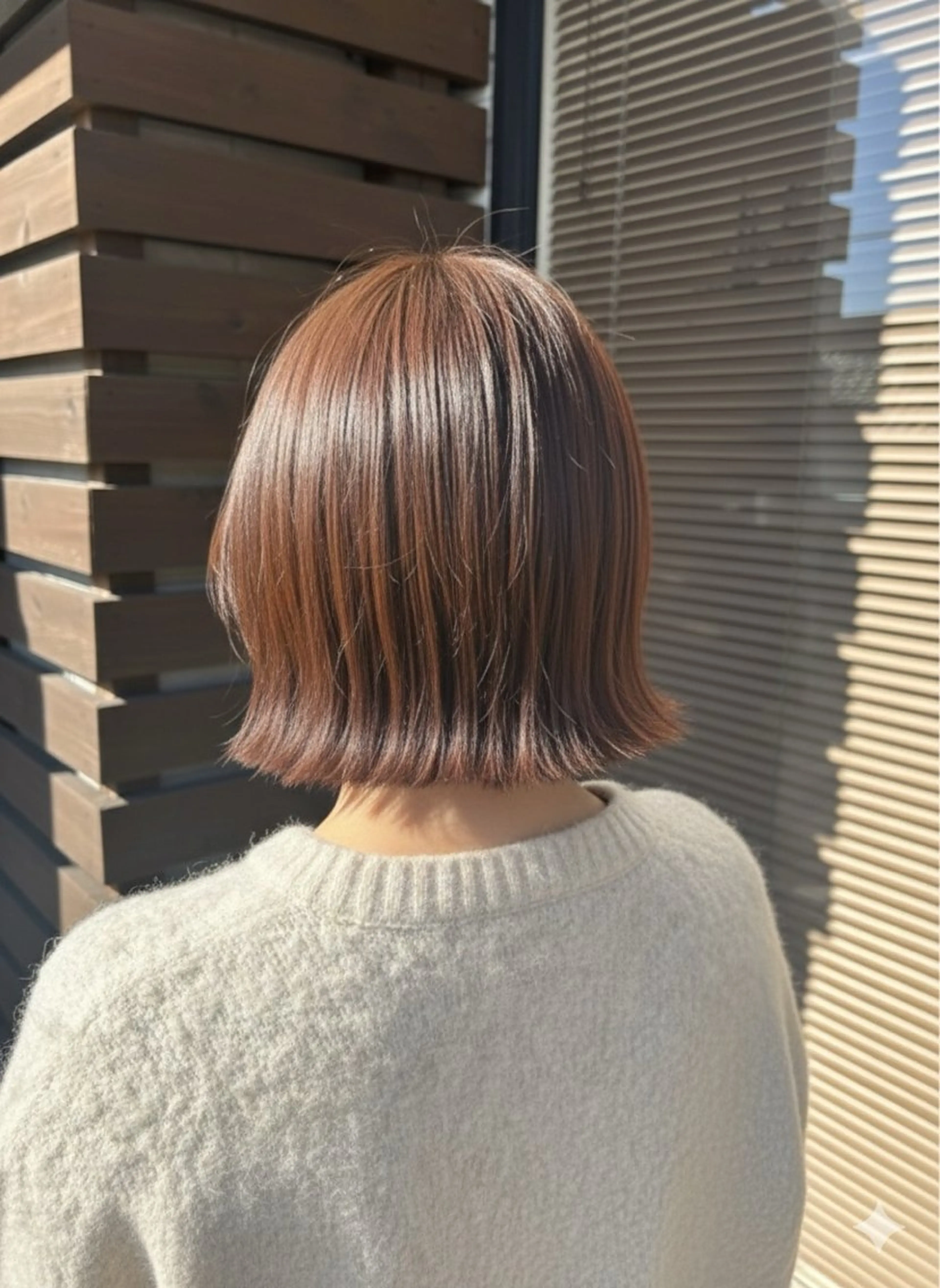 ミディアム カット ヘアカラー トリートメント ボブ/切りっぱなし/ 艶カラー/吉川清保のヘアスタイル