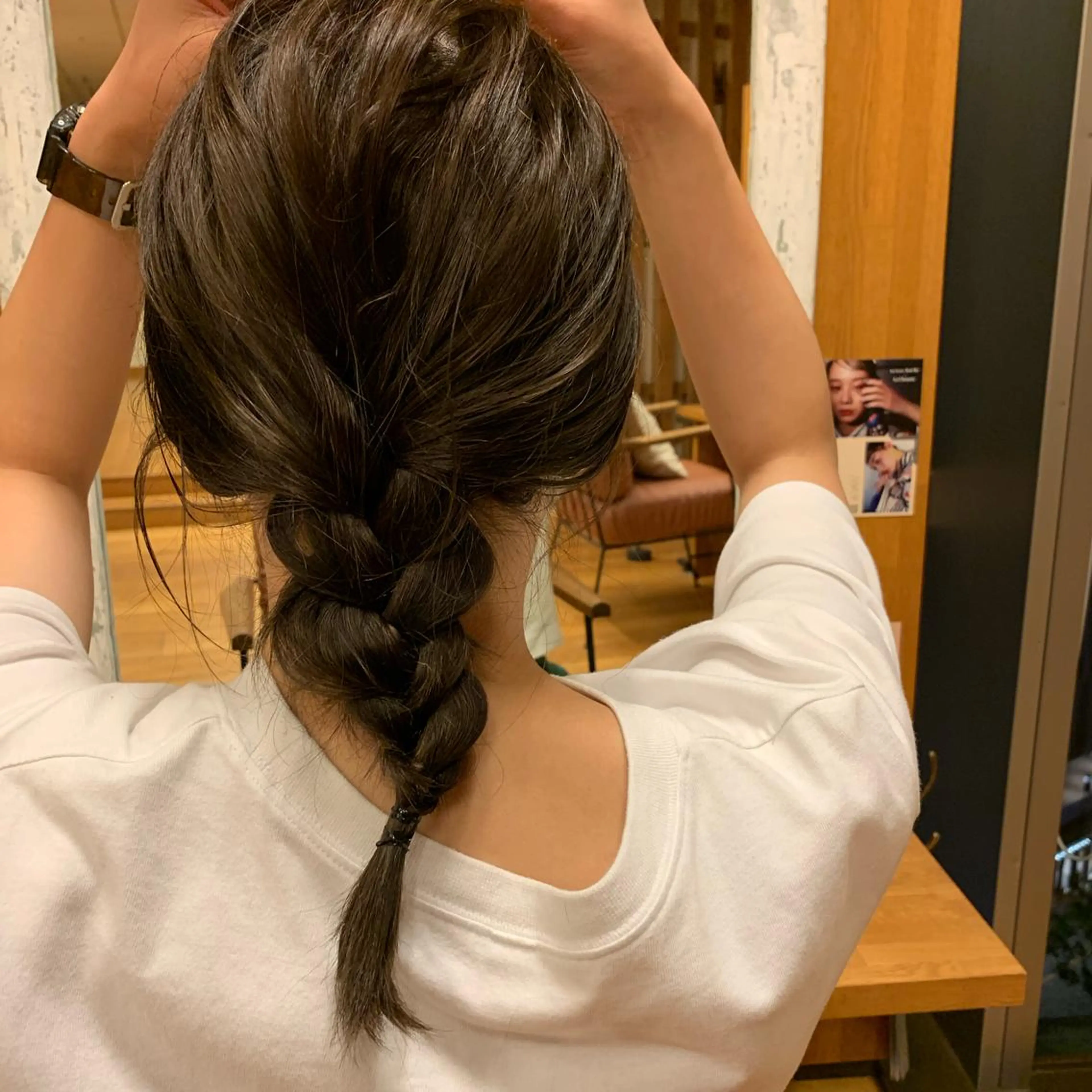 ミディアム ヘアアレンジ 三つ編み ボブ美容師 /馬場 翼のヘアスタイル