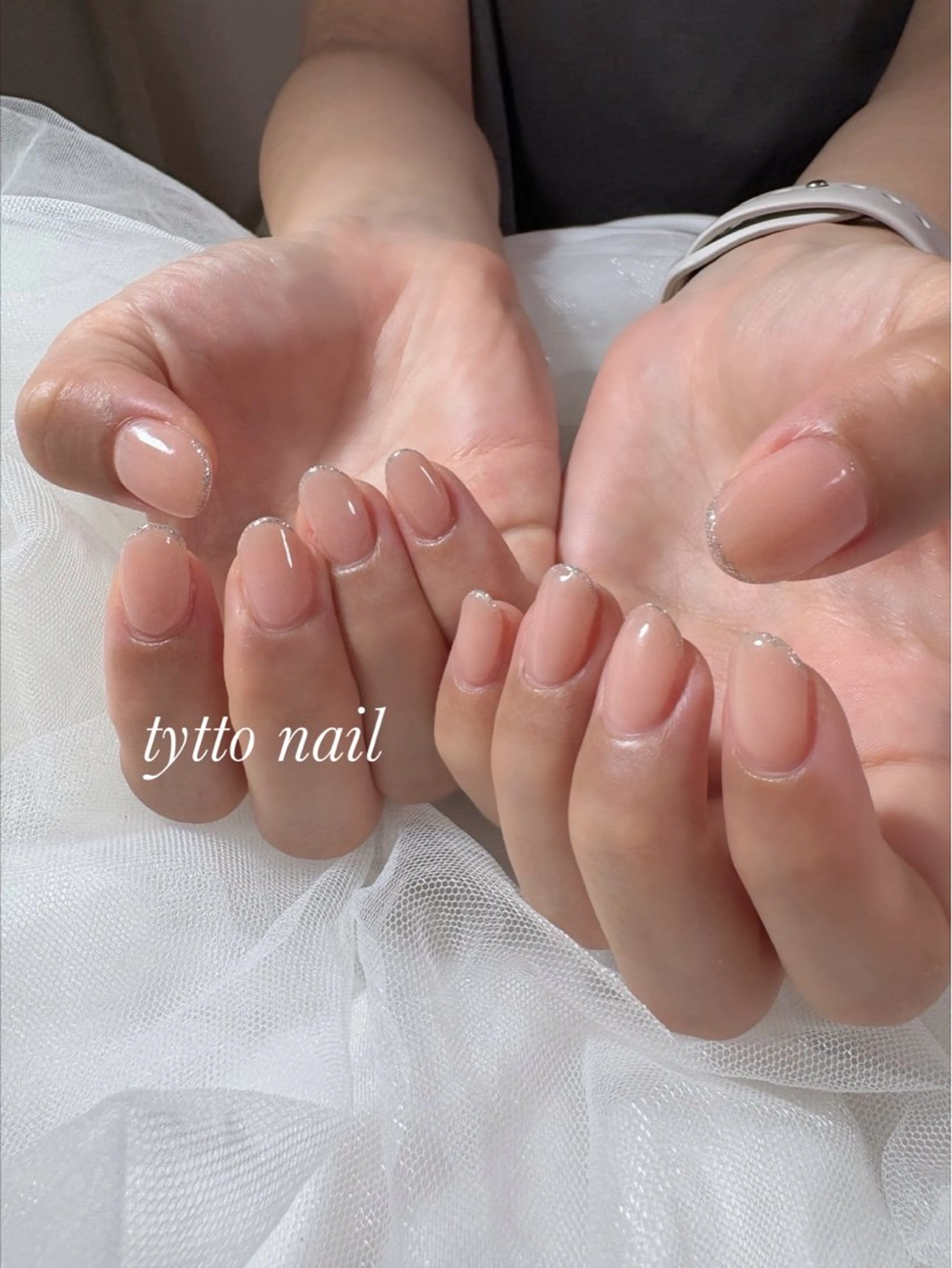 ネイル フレンチネイル ガーリー 韓国ネイル ラメ(グリッター) オフィスネイル ハンドネイル tytto nail ❤︎‪‪eri‪‪のネイルデザイン