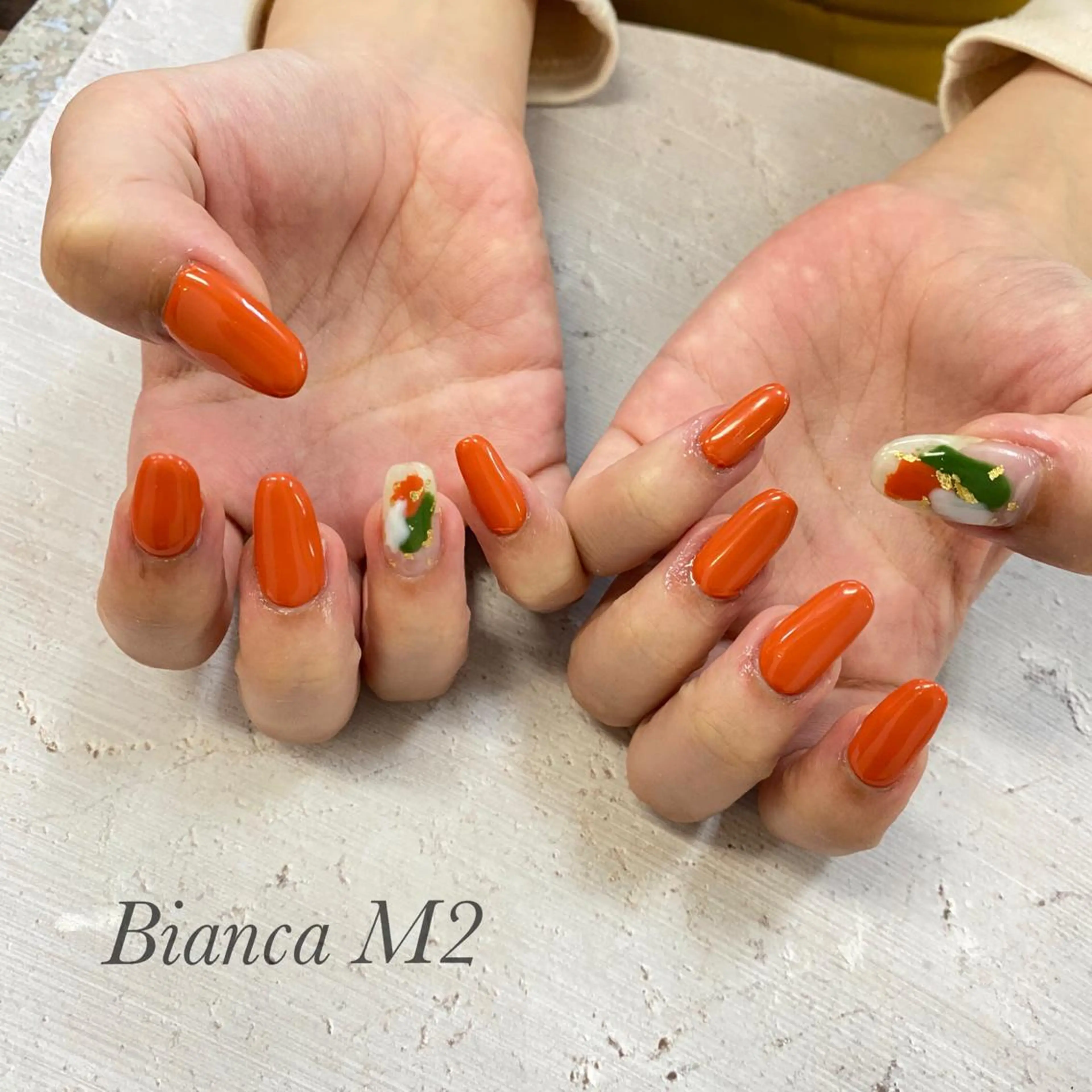 ネイル オレンジ Bianca🩶 TAMIYAのネイルデザイン