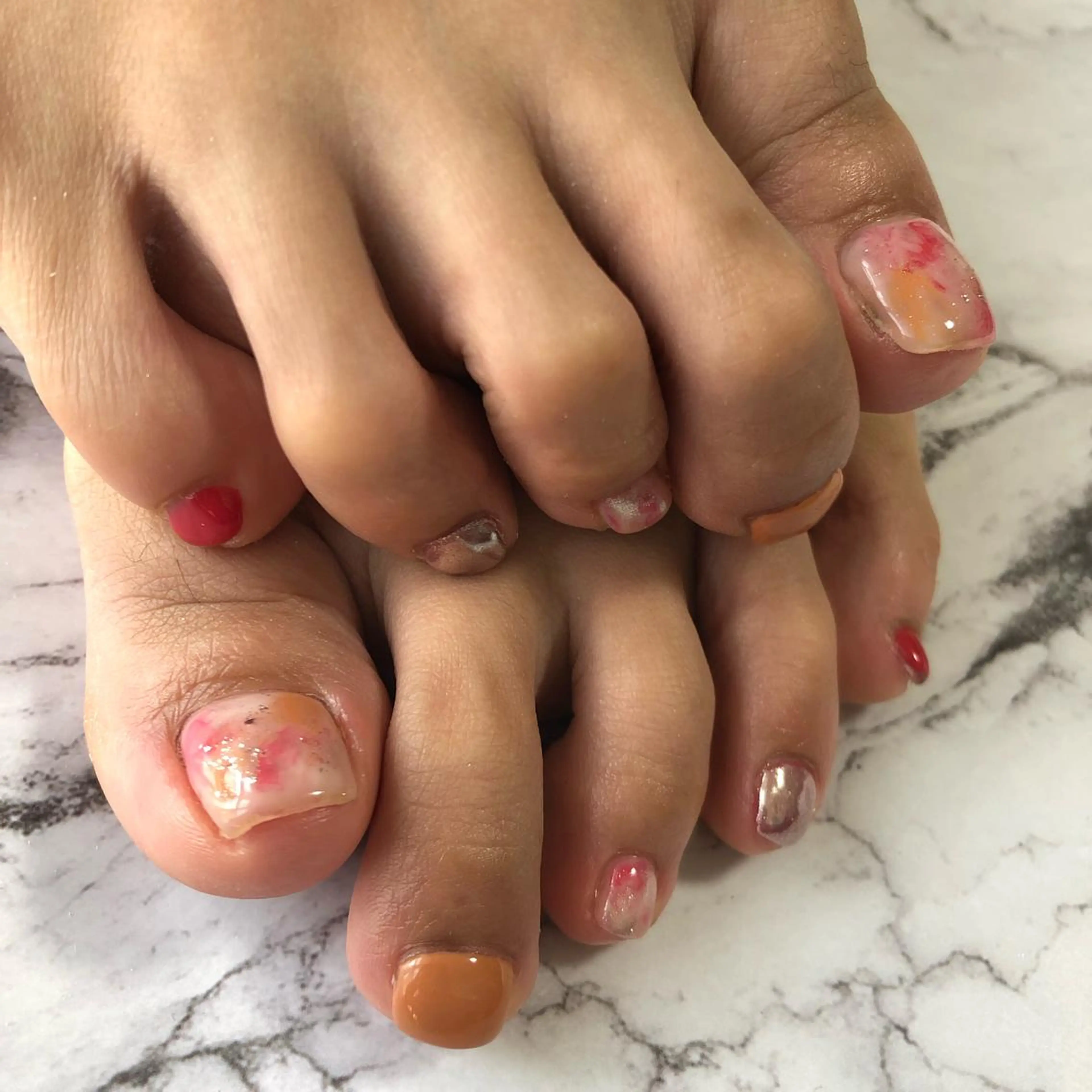 ネイル 大理石ネイル(マーブル) ミラーネイル kiki nail 二子玉川のネイルデザイン