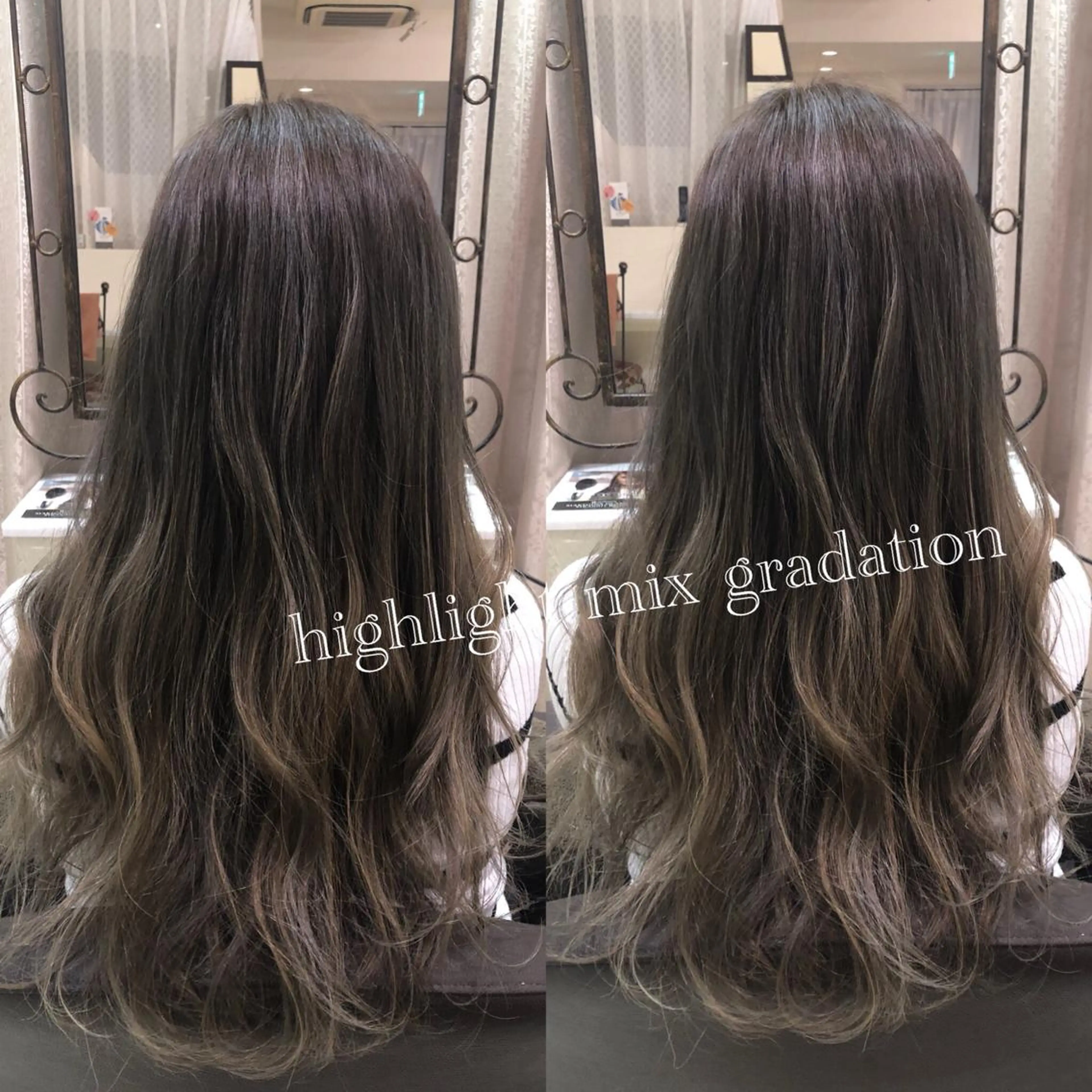 ロング カラー ブリーチ 透明感カラー ハイライトカラー ハイライト RUMéL 🌙YUIのマツエク・マツパデザイン