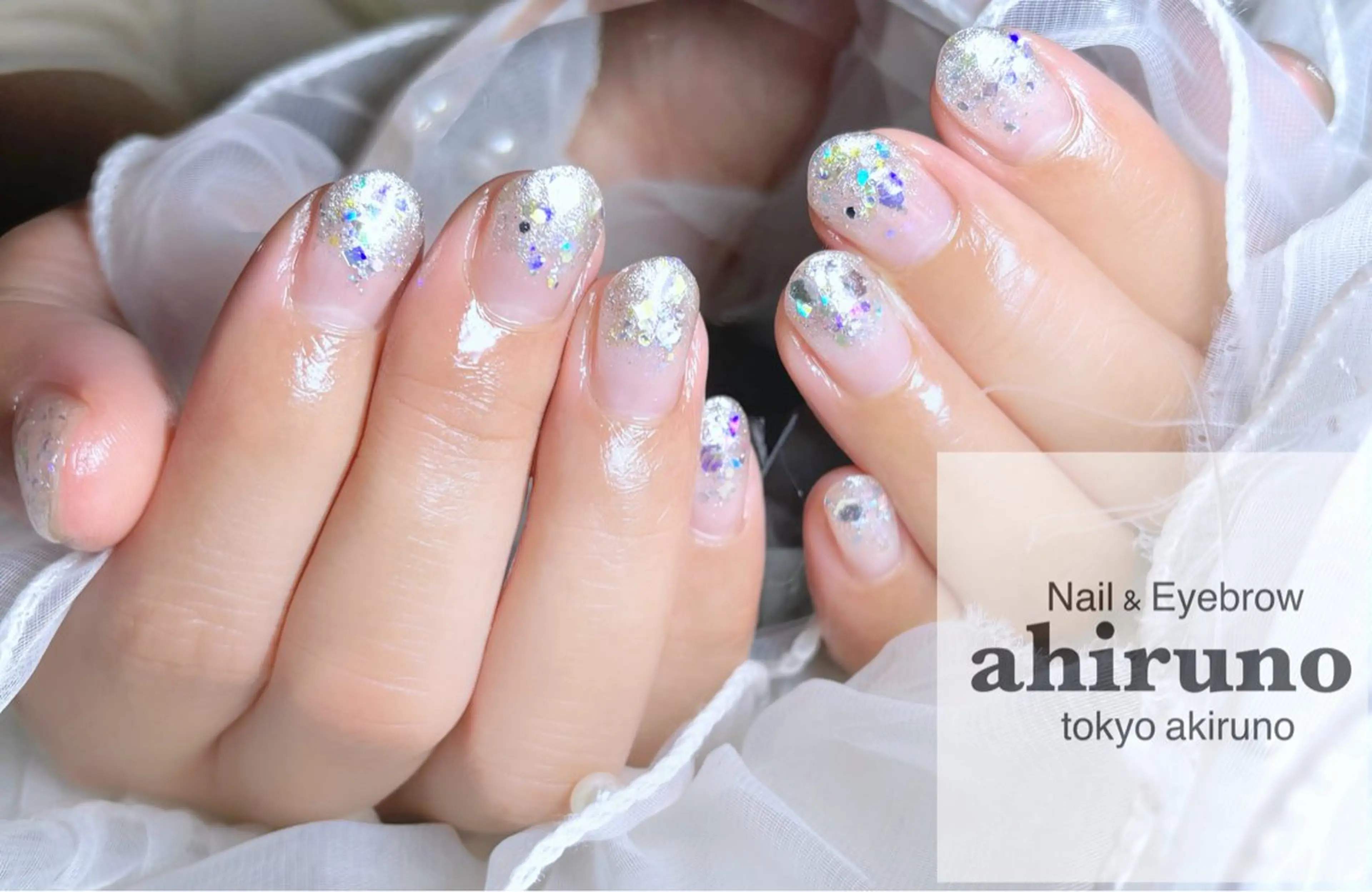 ネイル ブルー グラデーション ラメ(グリッター) ラメグラデーション シルバー ハンドネイル ａｈｉｒｕｎｏ ✿ ｙｕiのネイルデザイン