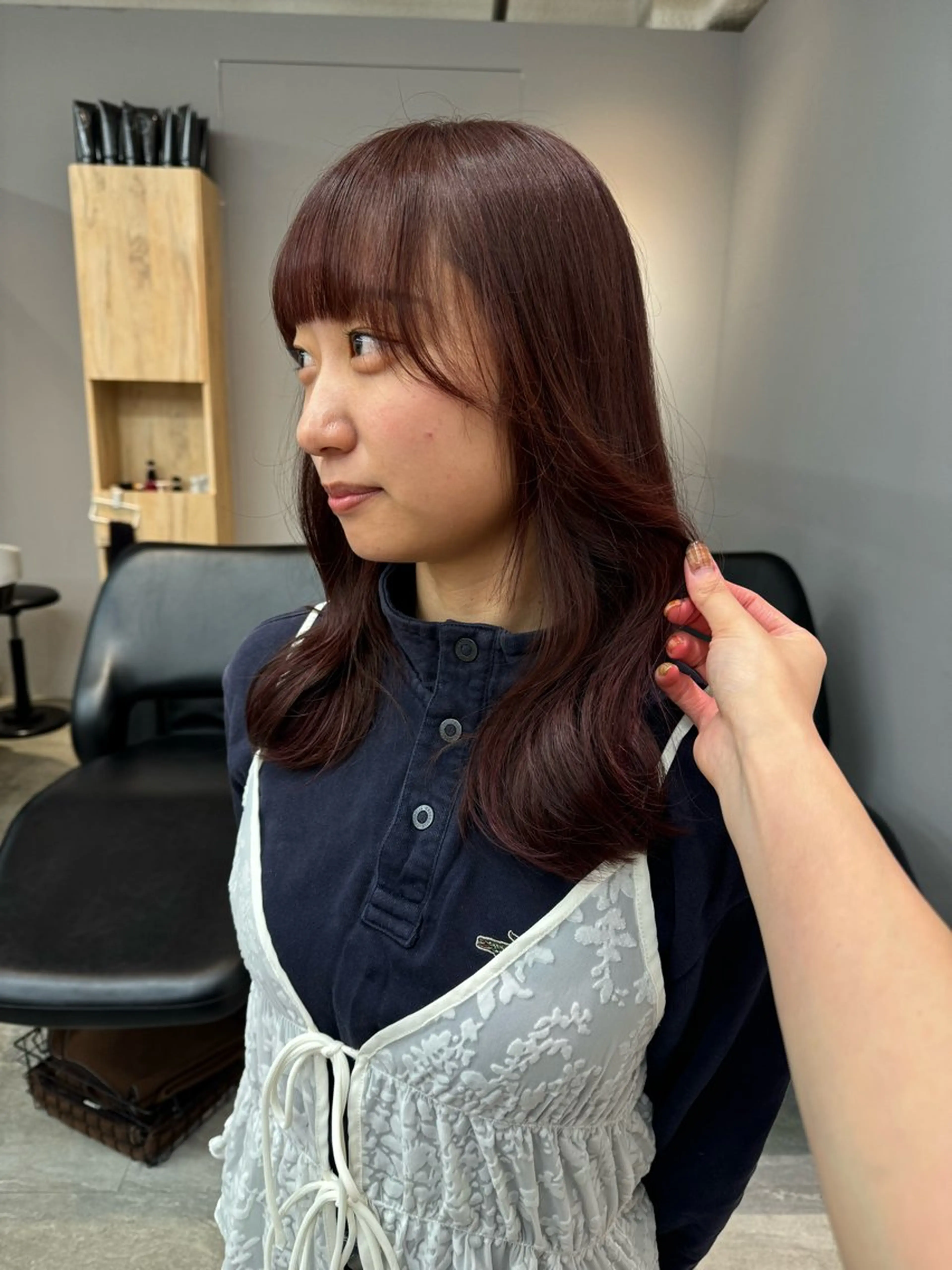 セミロング カラー ヘアアレンジ ブラウンカラー ピンクカラー ピンクブラウン カット ヘアカラー トリートメント yuka🥕 橿原神宮前のヘアスタイル