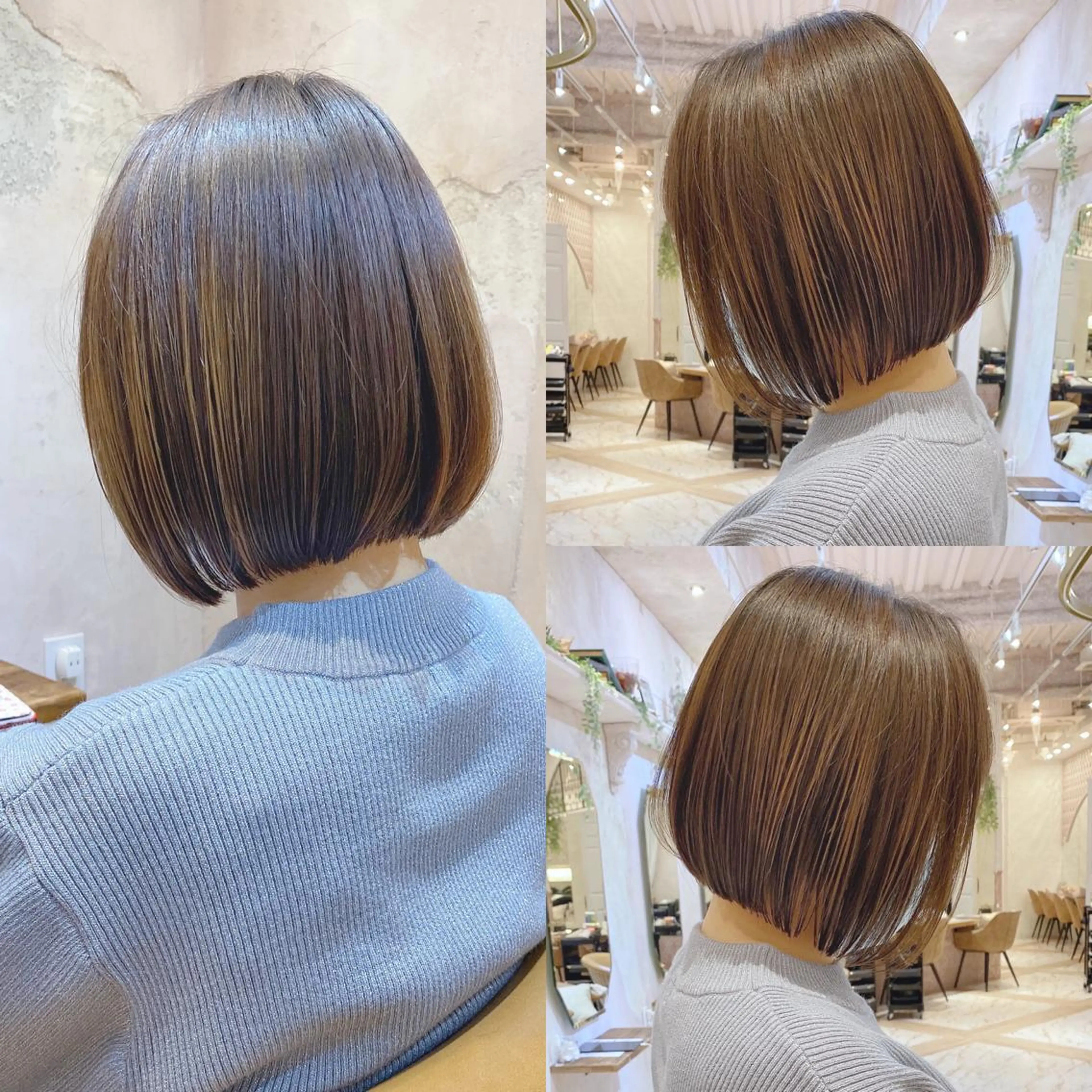 ショート カラー ボブ カット 縮毛矯正 トリートメント ツヤ髪になりたい方へ 🩷柴田知亜希のヘアスタイル