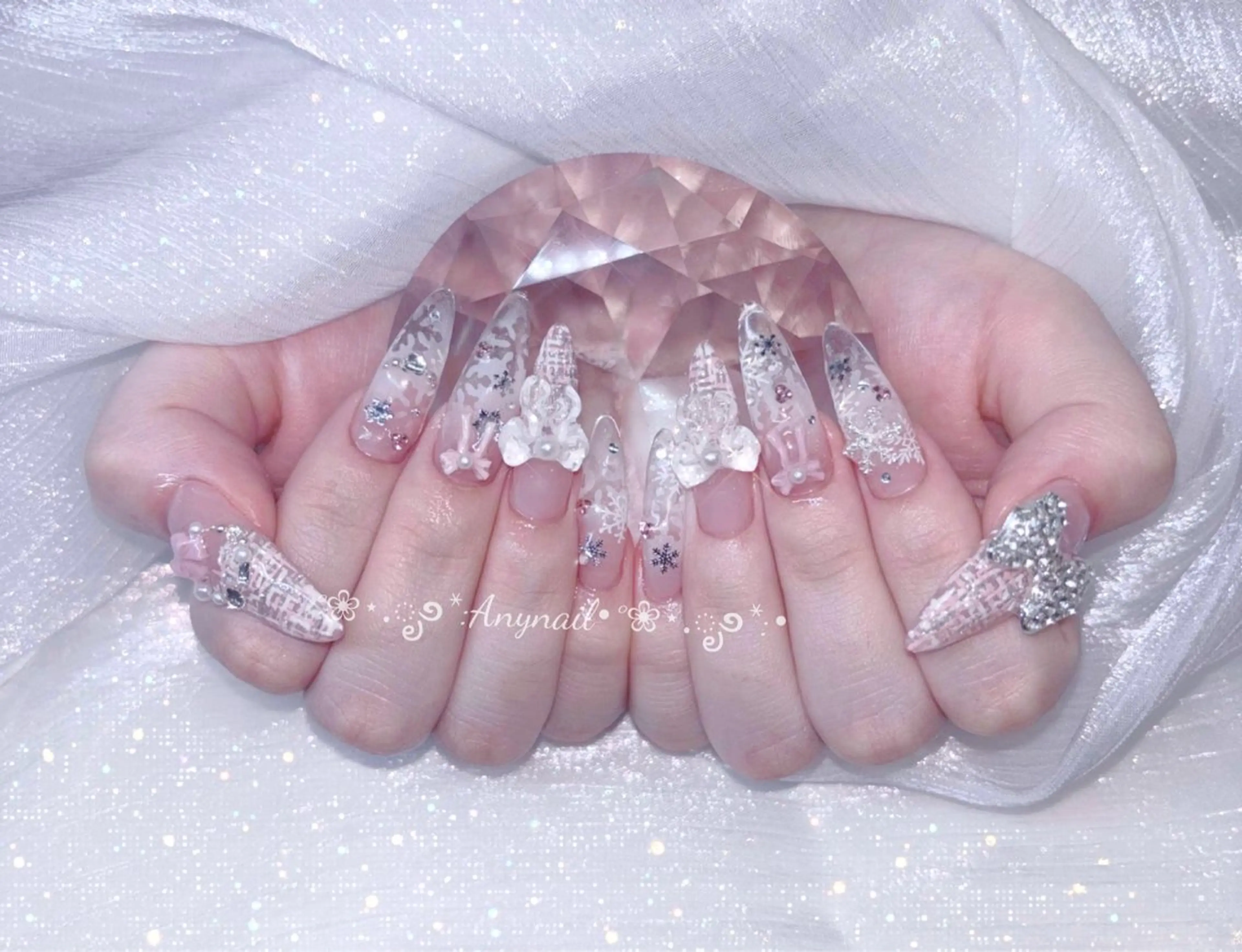 ネイル ロングネイル マグネットネイル 春ネイル 夏ネイル スーパーロングネイル ハンドネイル Any_nail新大久保店所属・Any nail新大久保店のネイルデザイン