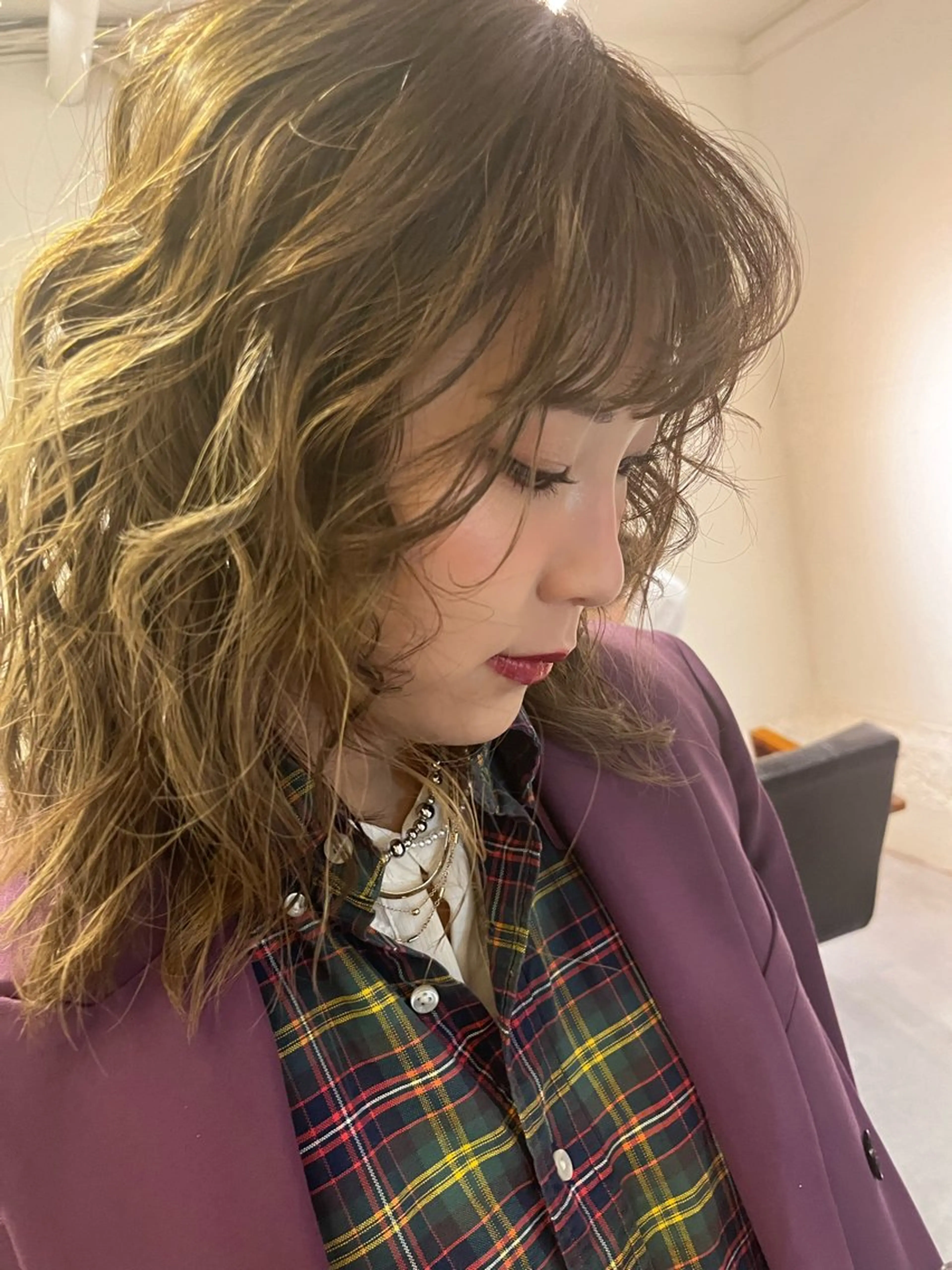 ミディアム パーマ 🧸くすみ系カラー anjuのヘアスタイル