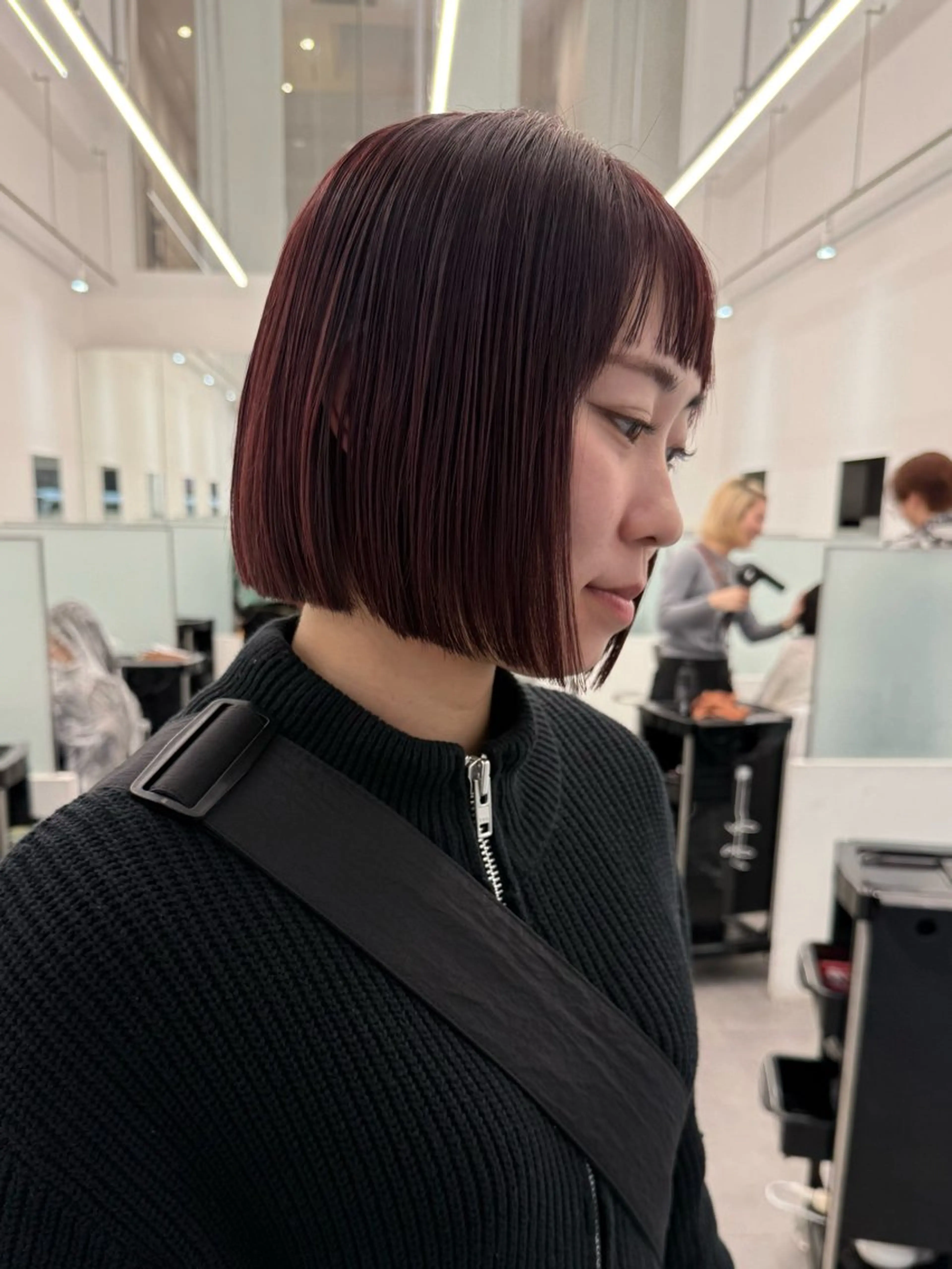 ショート 切りっぱなしボブ ボブ AHNKISM所属・トレンド🌷 ボブ　パーマ🩰のヘアスタイル