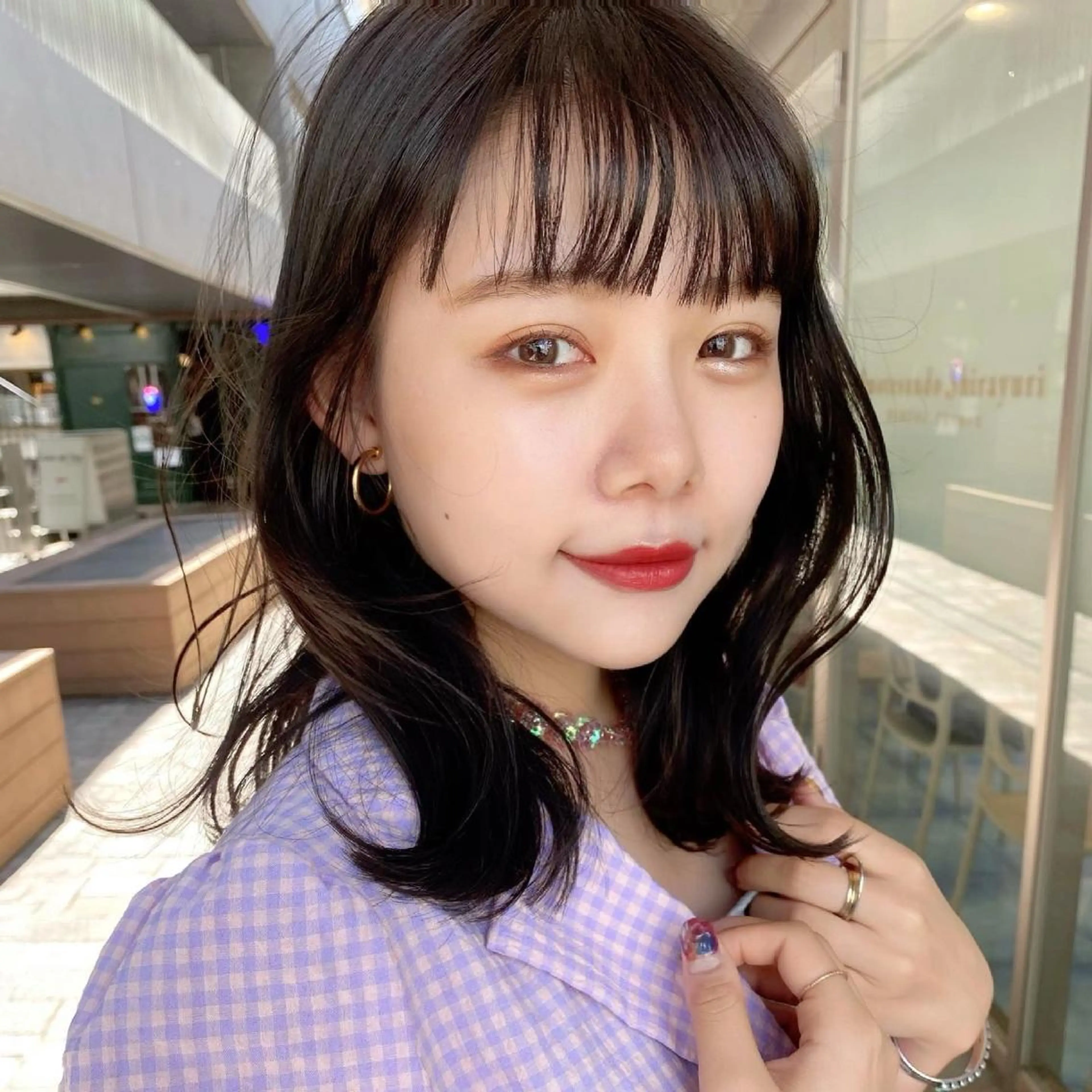 ミディアム くびれヘア 三浦 望のヘアスタイル