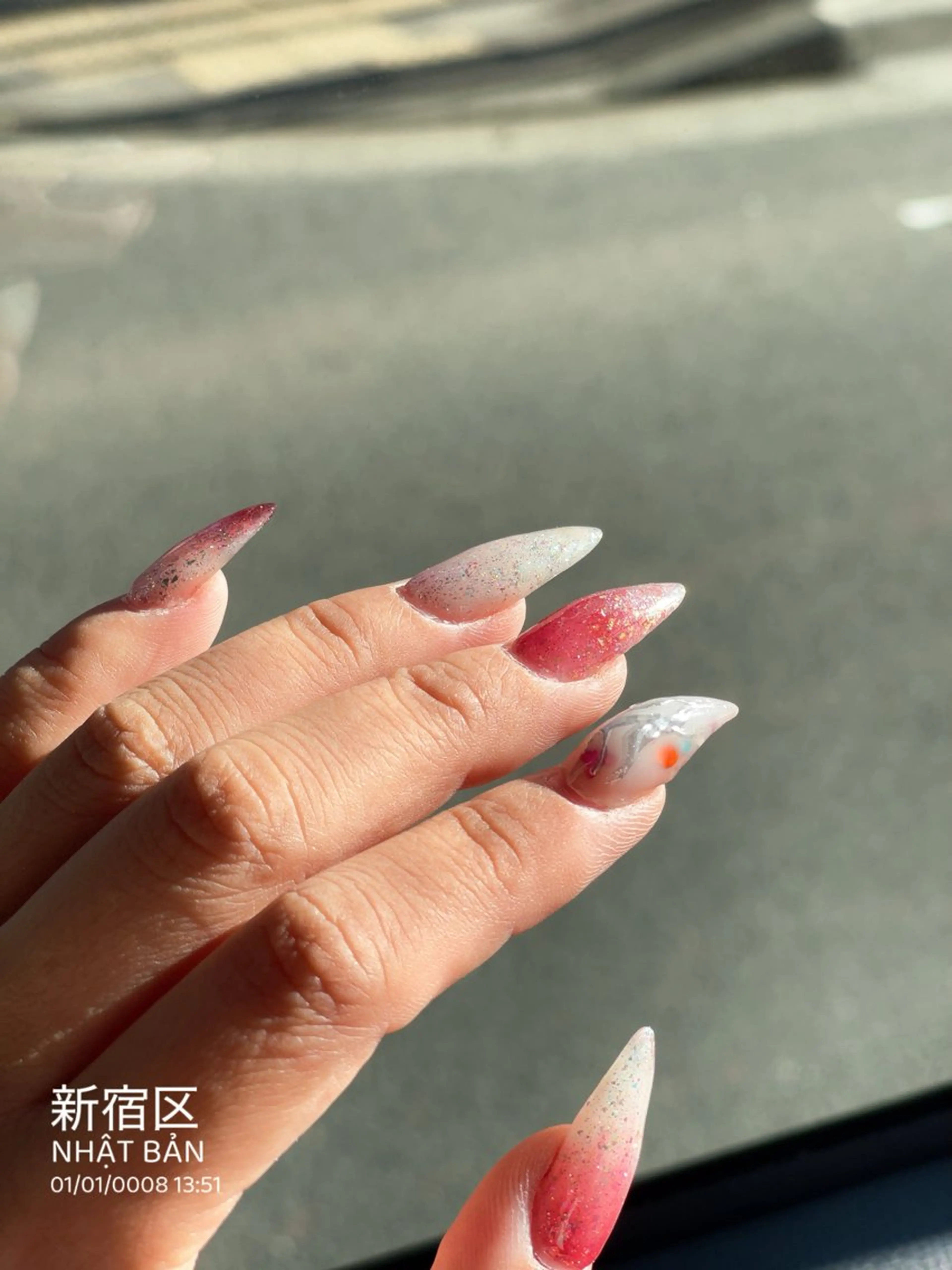 ネイル ボルドー チークネイル フレンチネイル グラデーション キラキラネイル ハンドネイル Rin Rinのネイルデザイン