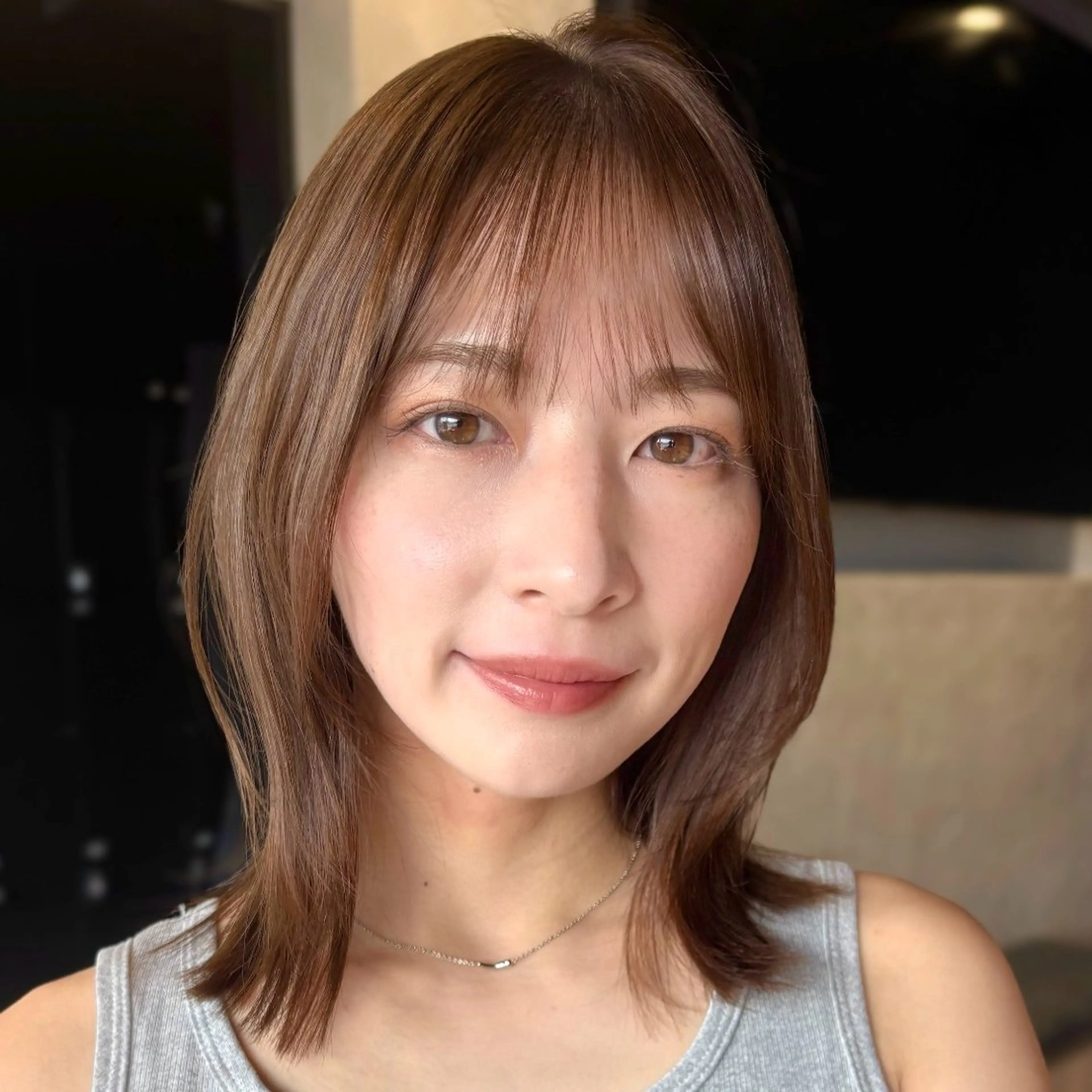 ミディアム カラー ボブレイヤー ベージュカラー ボブ くびれヘア くびれレイヤー カット ヘアカラー トリートメント 顔まわり/レイヤー/ 透明感/まいな🥨のヘアスタイル