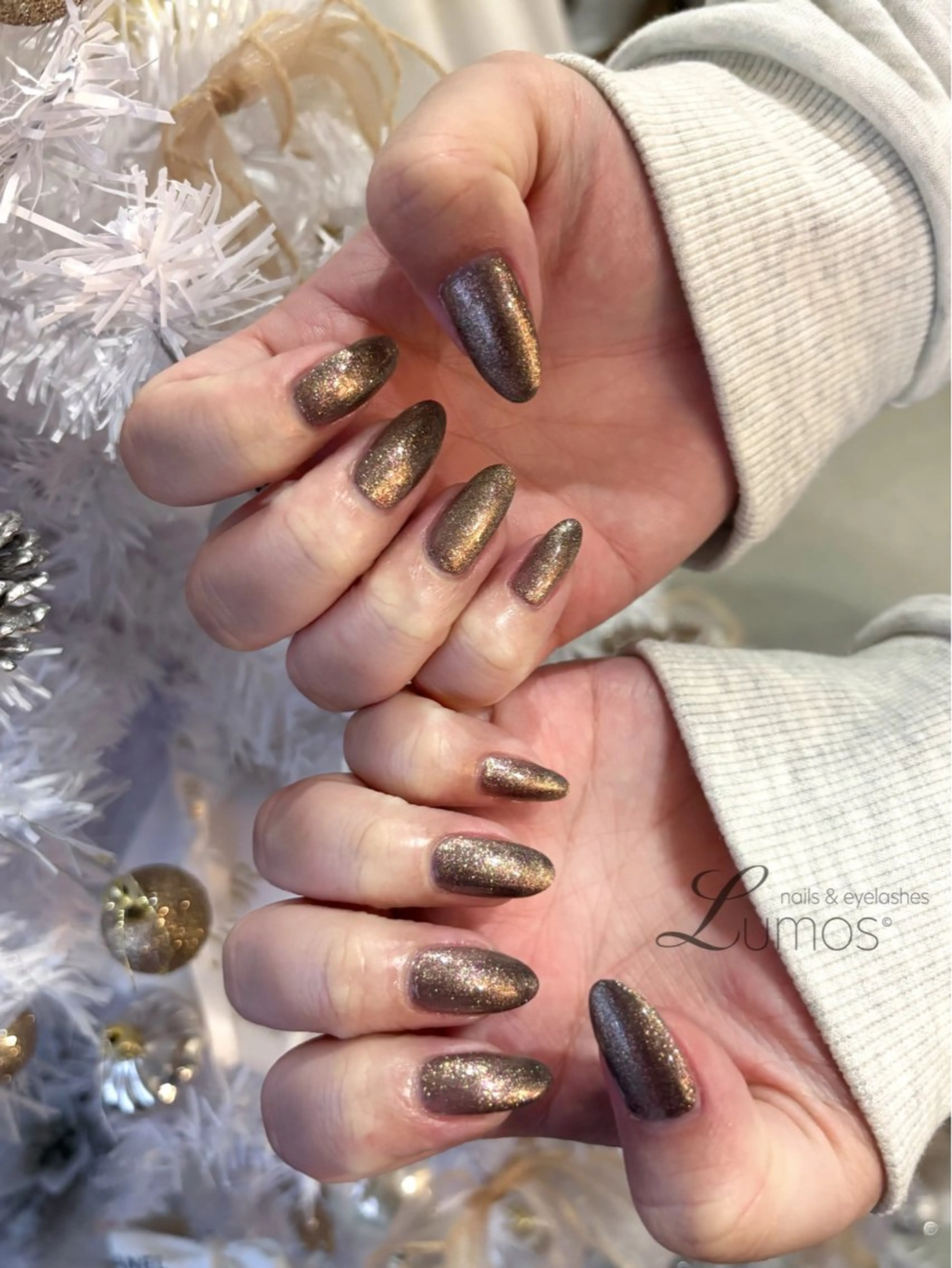 ネイル ラメ(グリッター) 冬ネイル Lumos  nails&eyelashes 桜川所属・Lumos Rikaのネイルデザイン