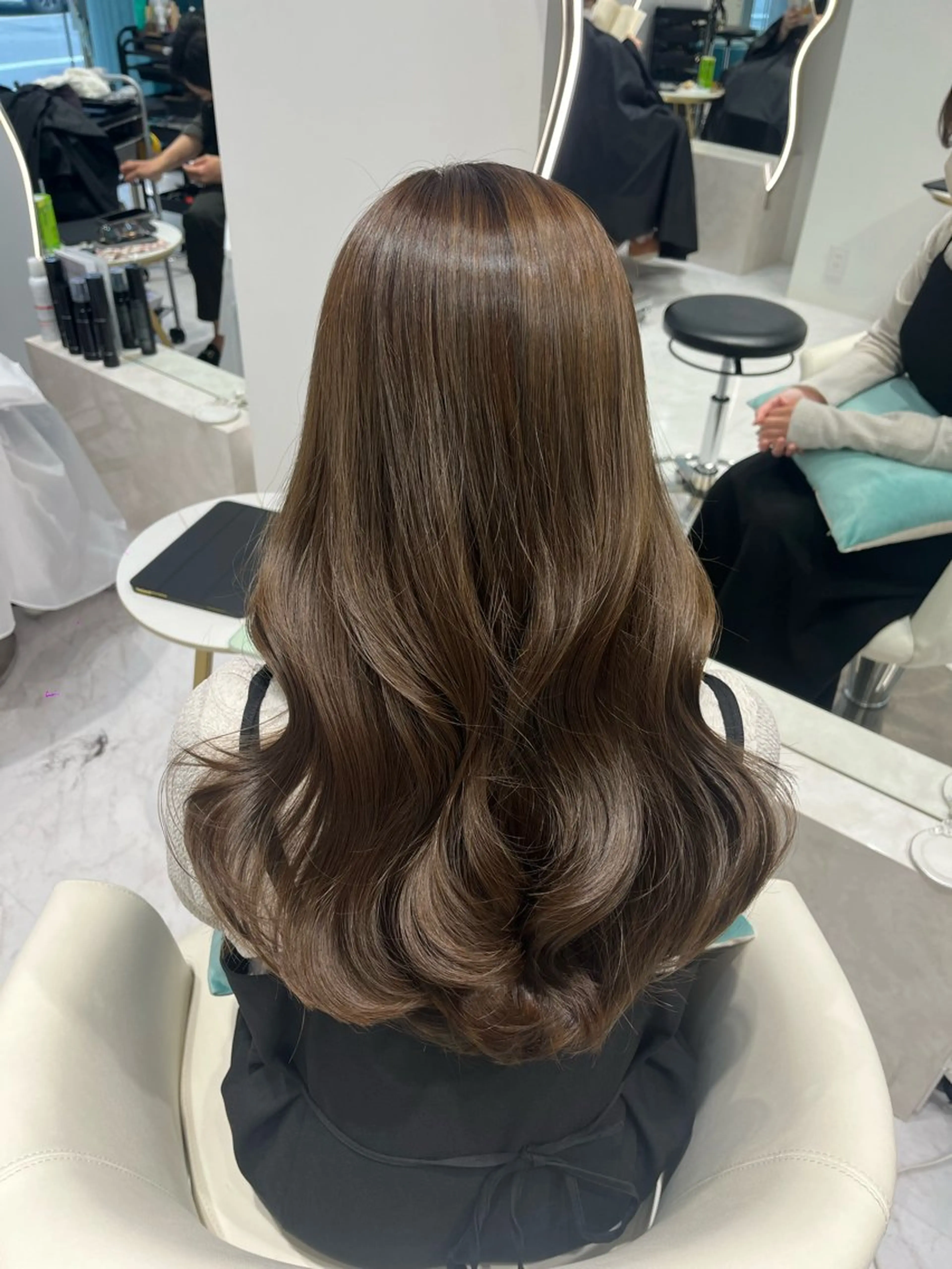 ロング カラー アッシュ ベージュカラー オレンジ くびれヘア 韓国風ヘア カット ヘアカラー トリートメント 名古屋/透明感カラー /韓国ヘア/高木梨帆のヘアスタイル