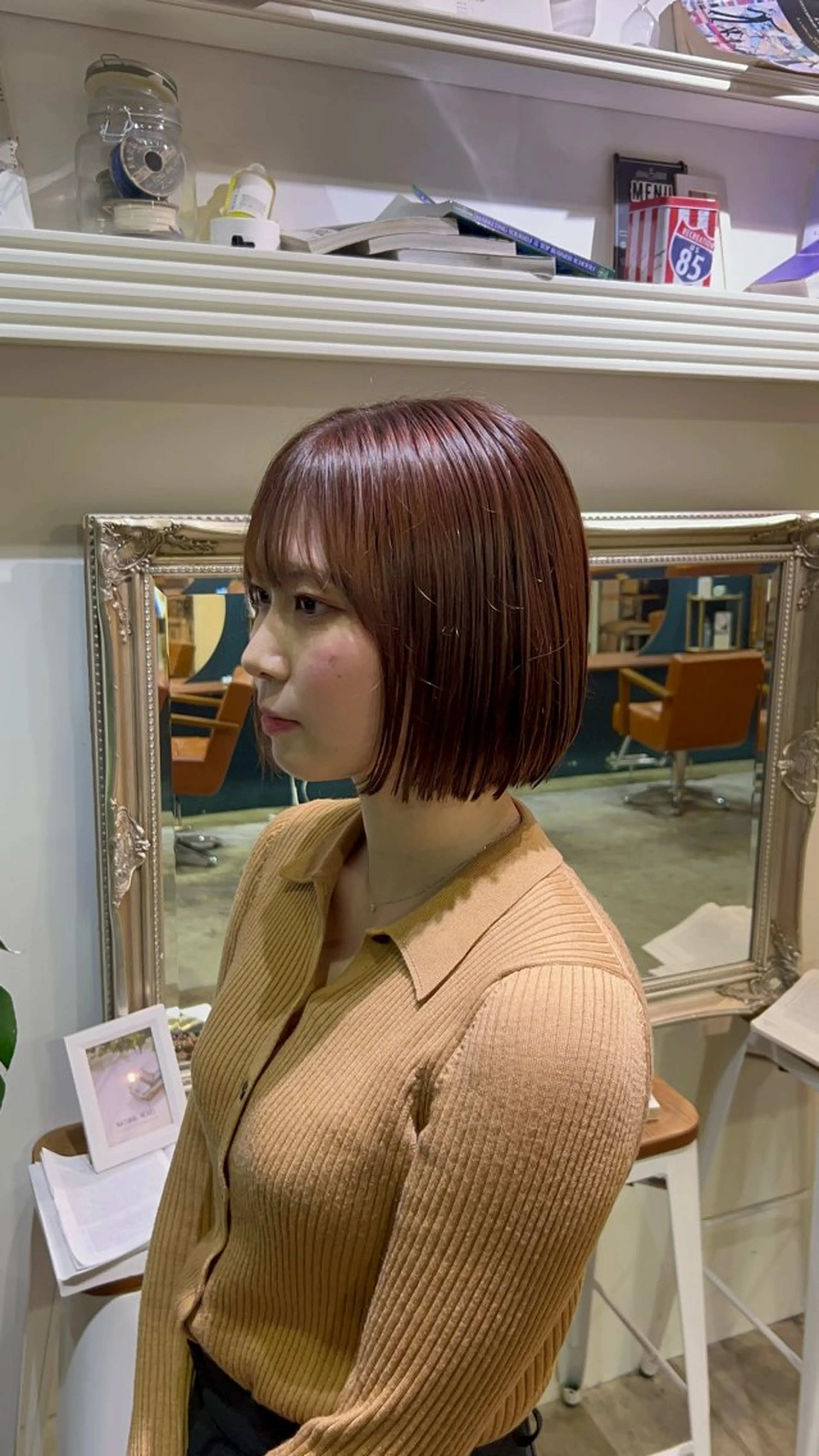 ショート カラー ブラウンカラー ピンクカラー ピンクブラウン オカベ ショウマのヘアスタイル