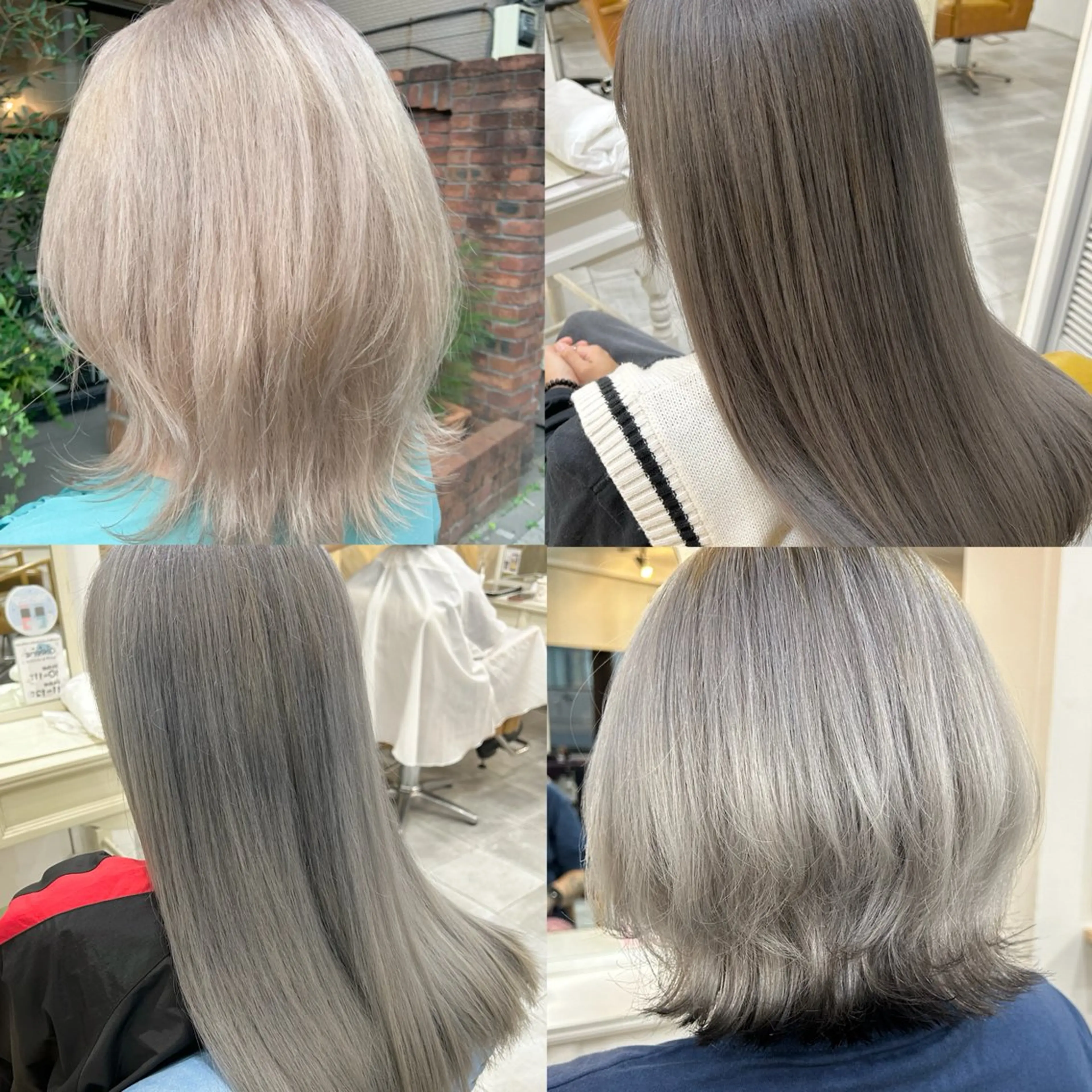 ミディアム カラー グレージュ シルバー シルバーグレージュ ホワイトシルバー 顔まわりカット/ボブ /🧁とーこ🧁のヘアスタイル