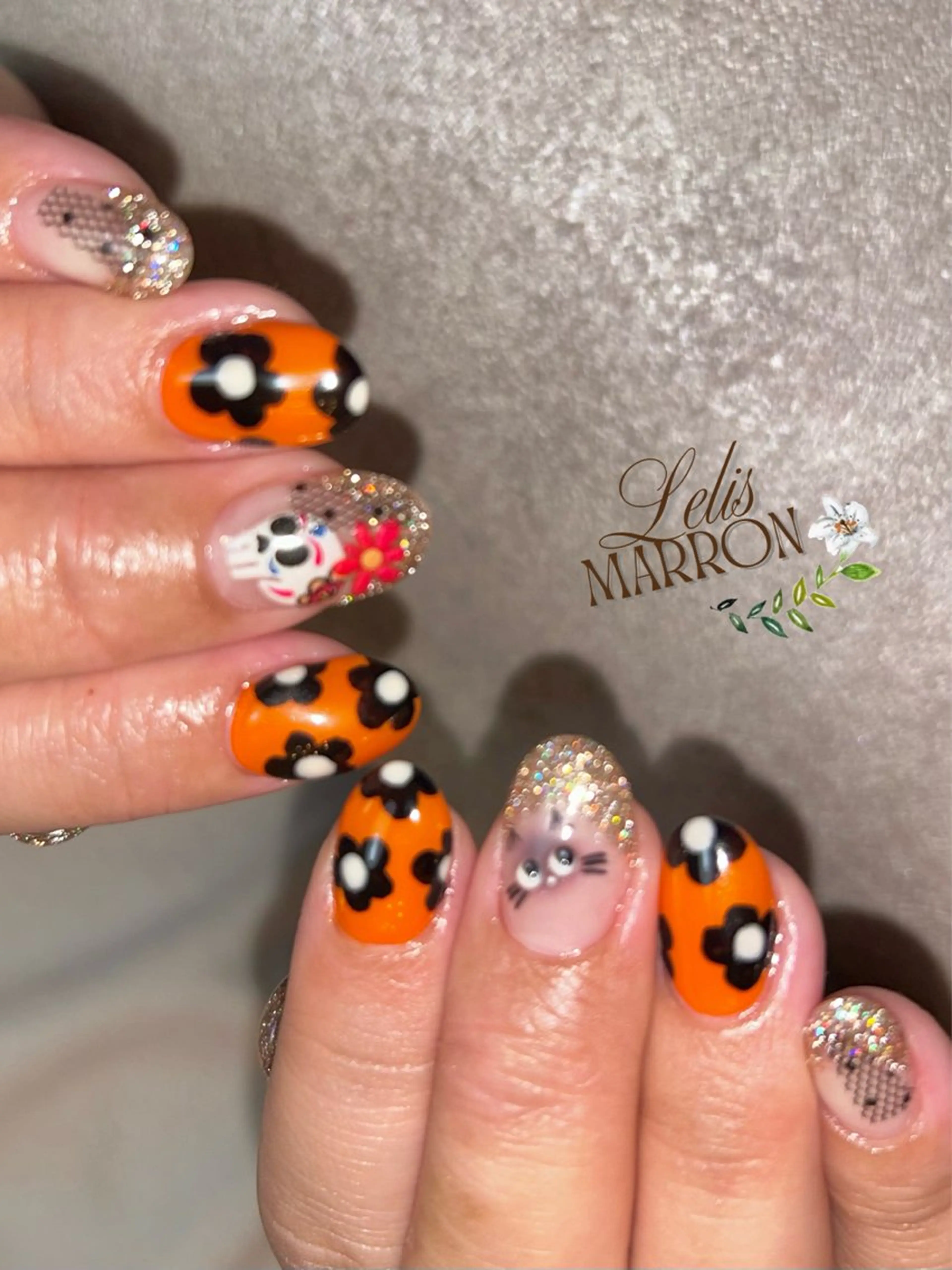 ネイル フラッシュネイル フラワーネイル ハロウィン ハンドネイル Lelis Marron所属・岸 侑李のネイルデザイン