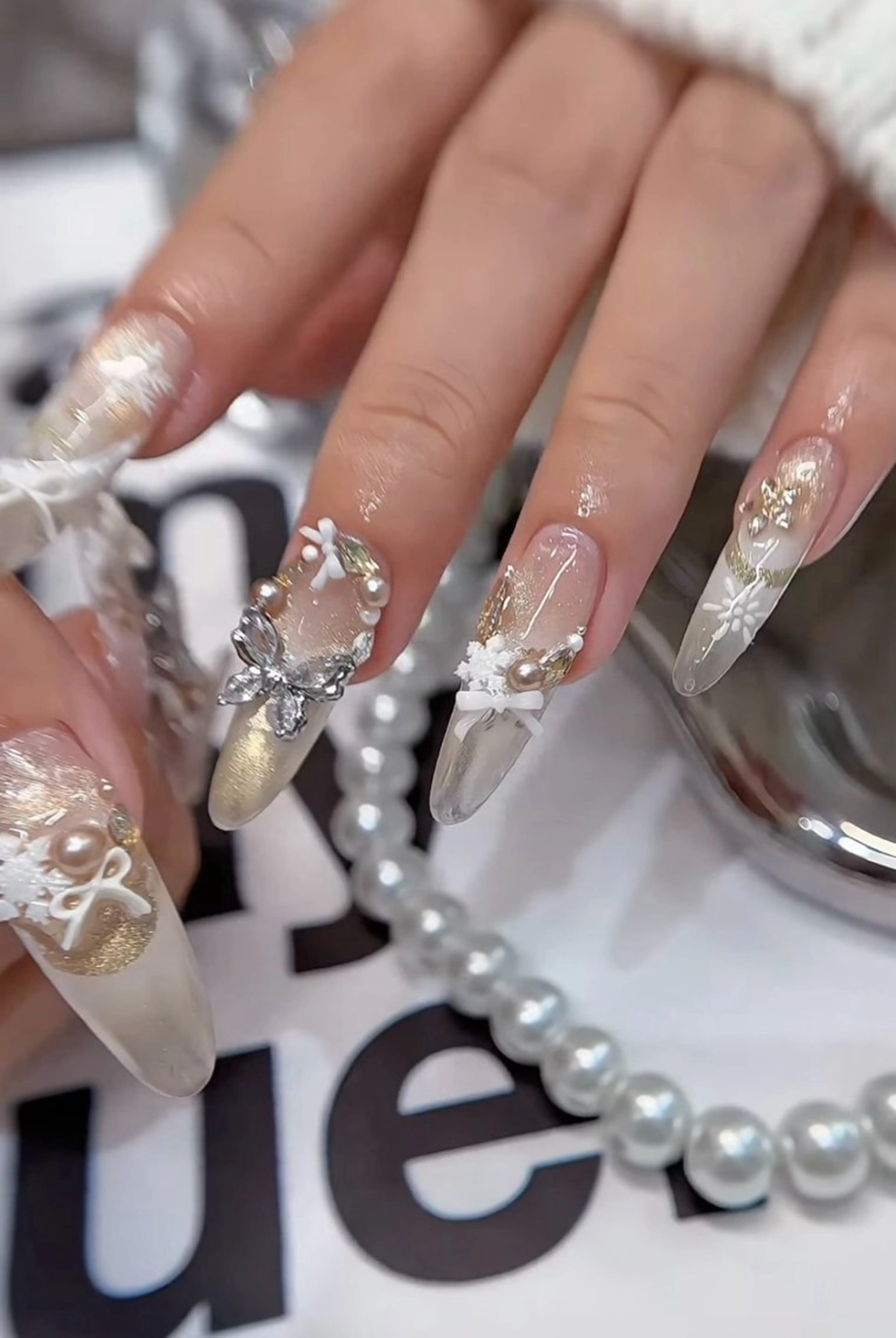 ネイル アートネイル オーロラネイル チークネイル 長さ出し フットネイル Noiranail_ studio川越西口のネイルデザイン