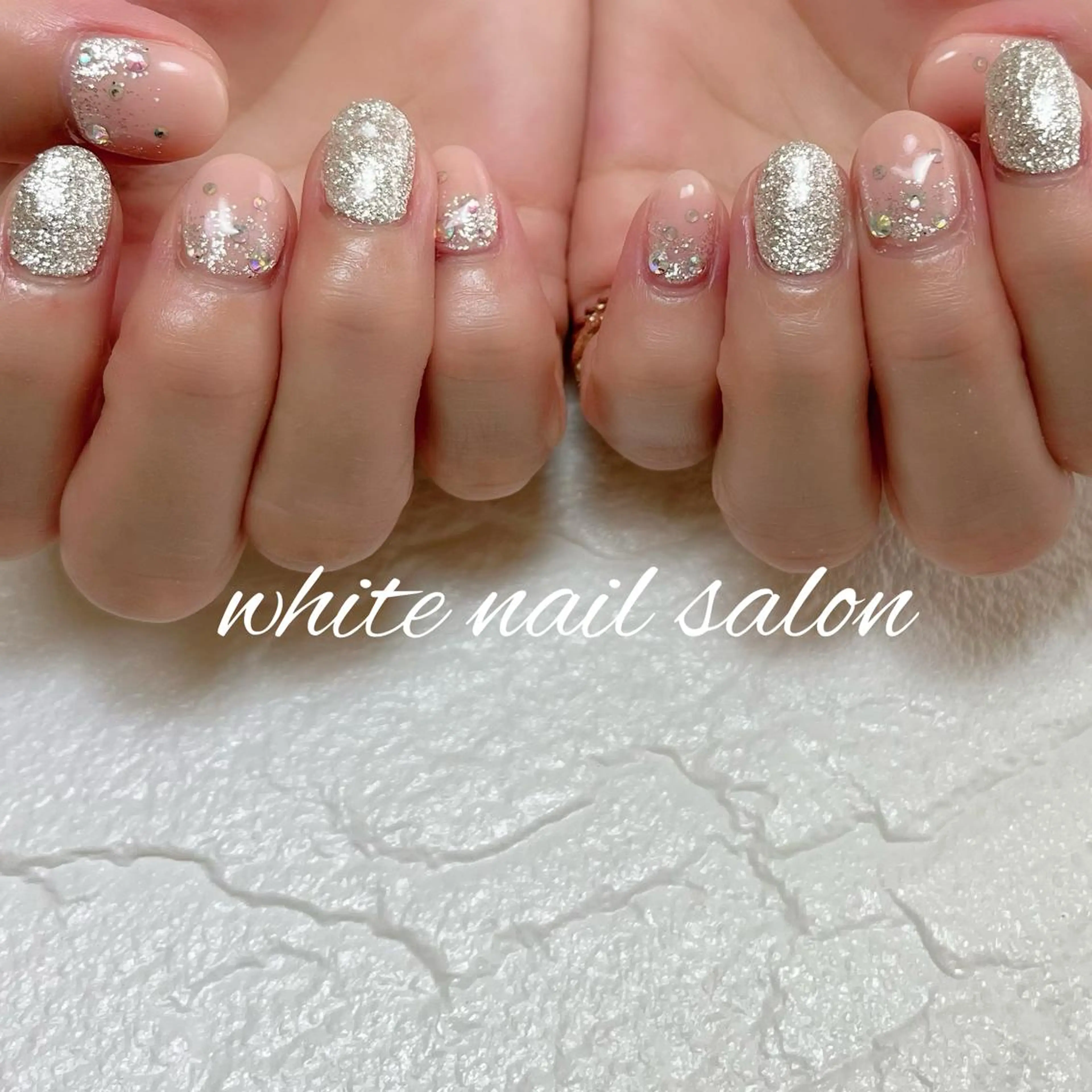 ネイル フットネイル ジェルネイル ハードジェル ラメ(グリッター) 持ち込み ハンドネイル white nail salonのネイルデザイン