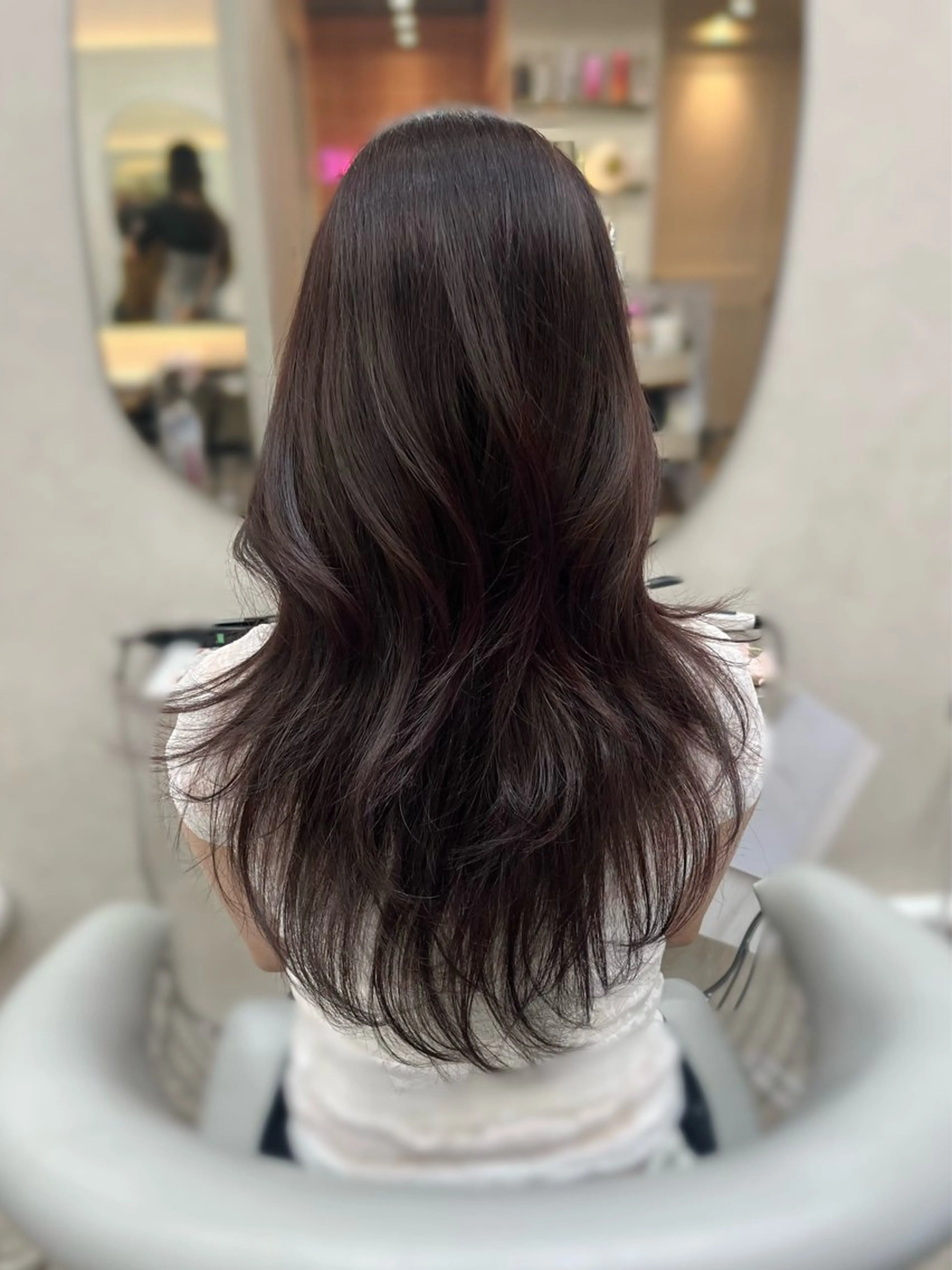 セミロング カラー ブリーチ ダブルカラー ラベンダーカラー ブリーチなしカラー ハッシュカット カット ヘアカラー トリートメント LARME by Sea 新宿所属・韓国ハッシュカット/ 新宿/髪質改善/岡崎のヘアスタイル
