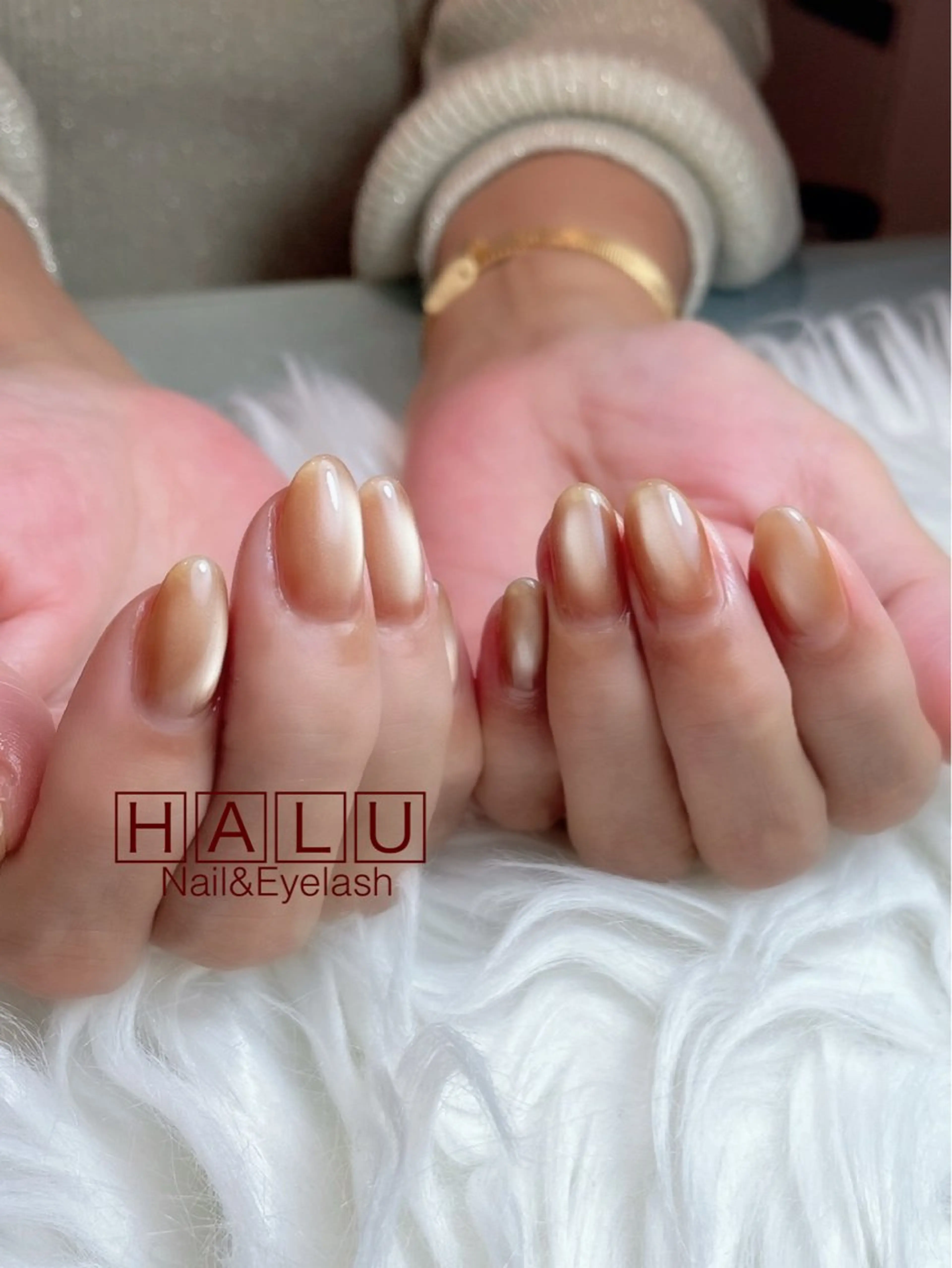 ネイル ブラウン マグネットネイル HALU ハルのネイルデザイン