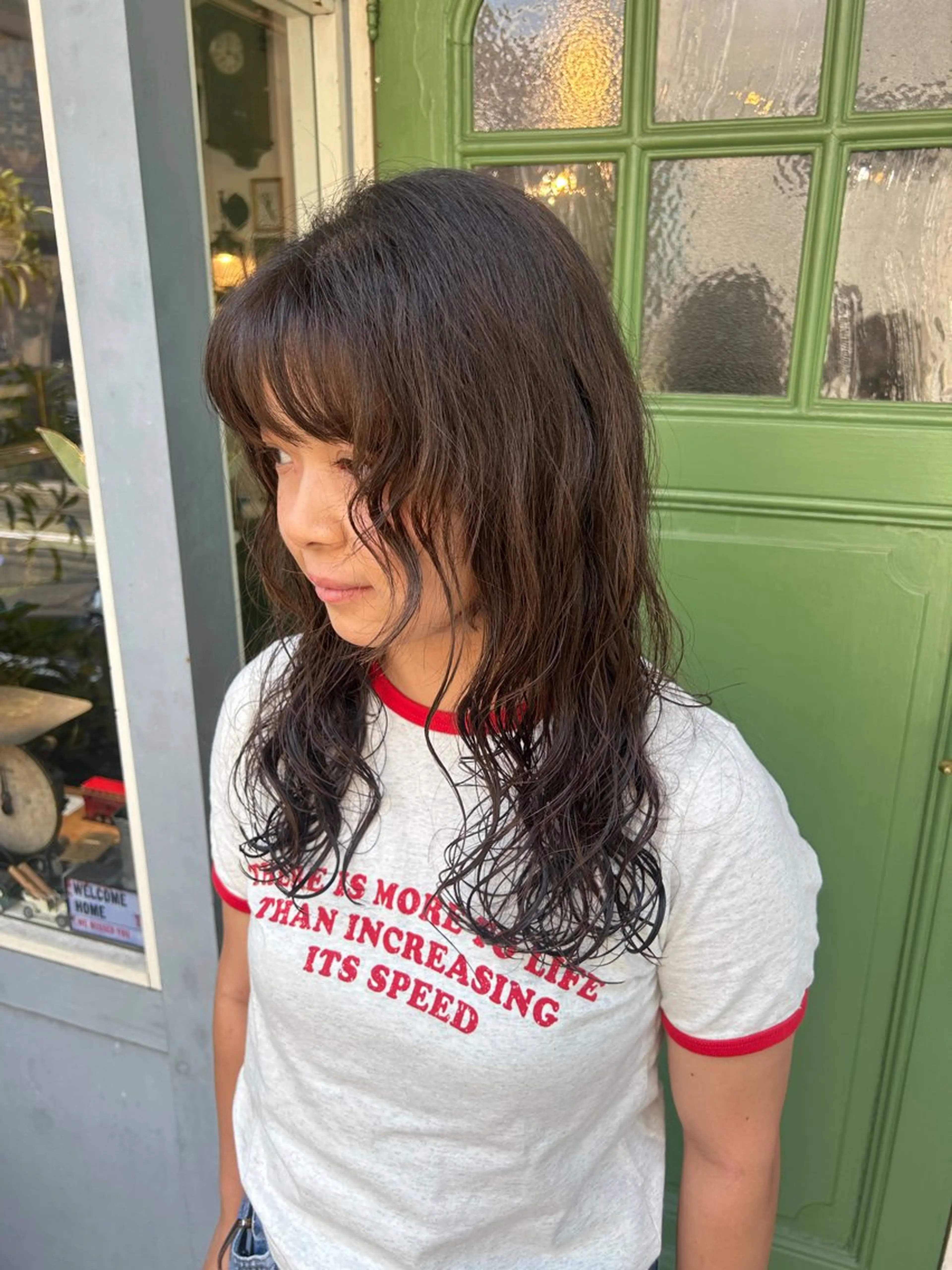 ロング パーマ カット 清水千優/パーマ/透 明感カラー/メンズのヘアスタイル