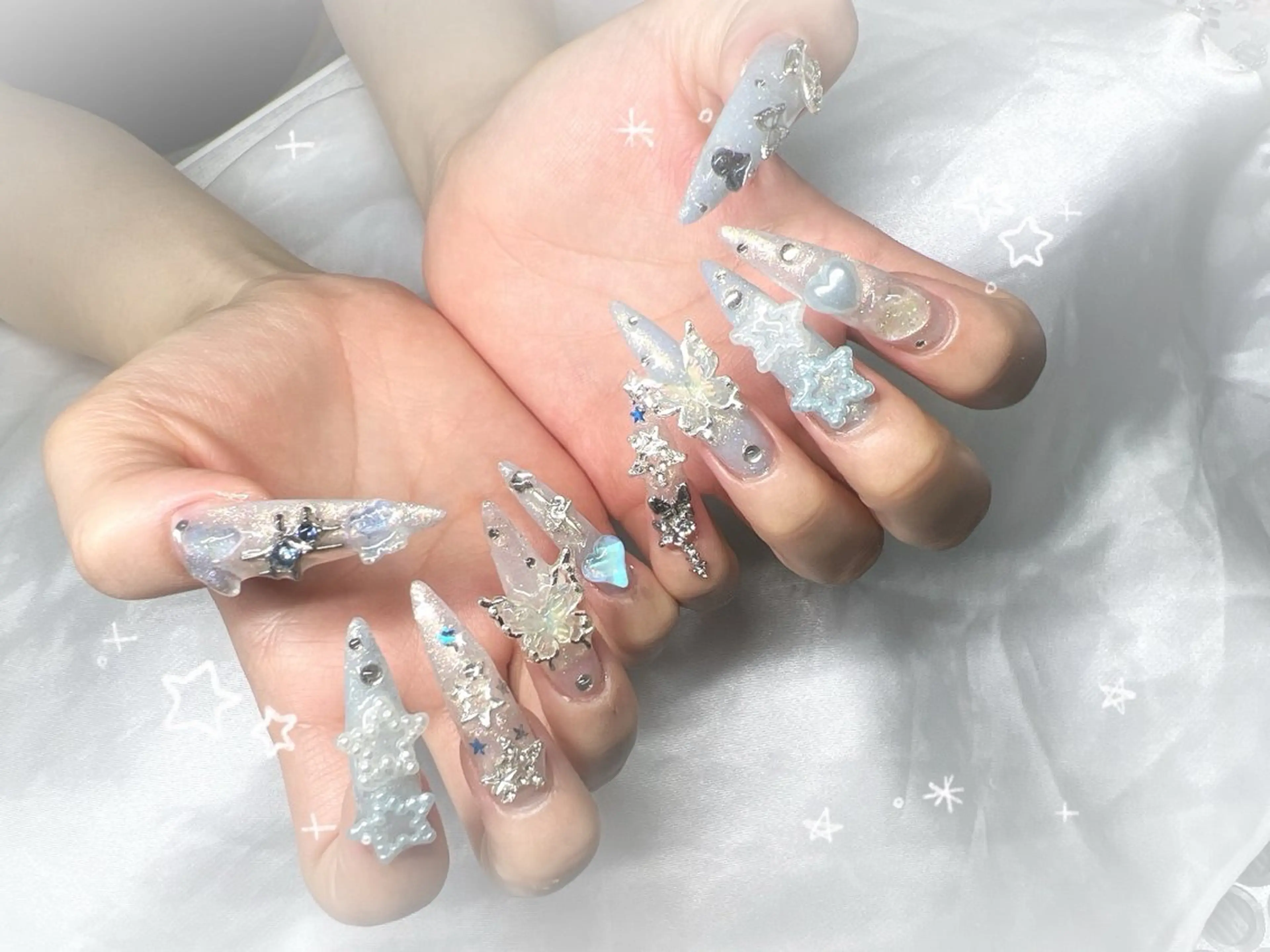 ネイル 長さ出し グラデーション キラキラネイル マグネットネイル ニュアンスネイル Lee Nails チップ長さだし専門店のネイルデザイン