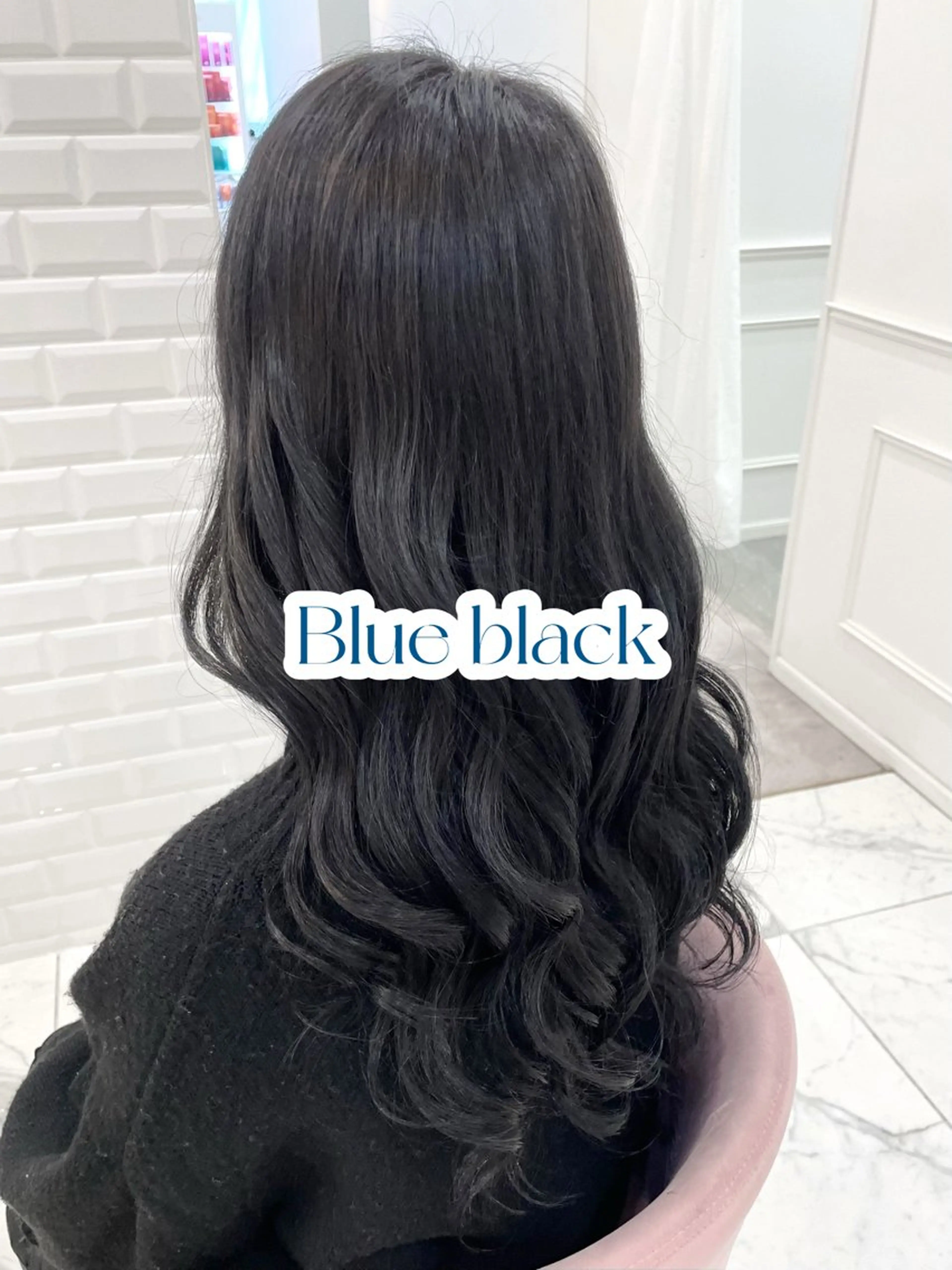 ロング カラー 黒髪 ブルーカラー ブルーブラック カット ヘアカラー トリートメント ガーリーカラー🩷 ユウ🍓💞のヘアスタイル