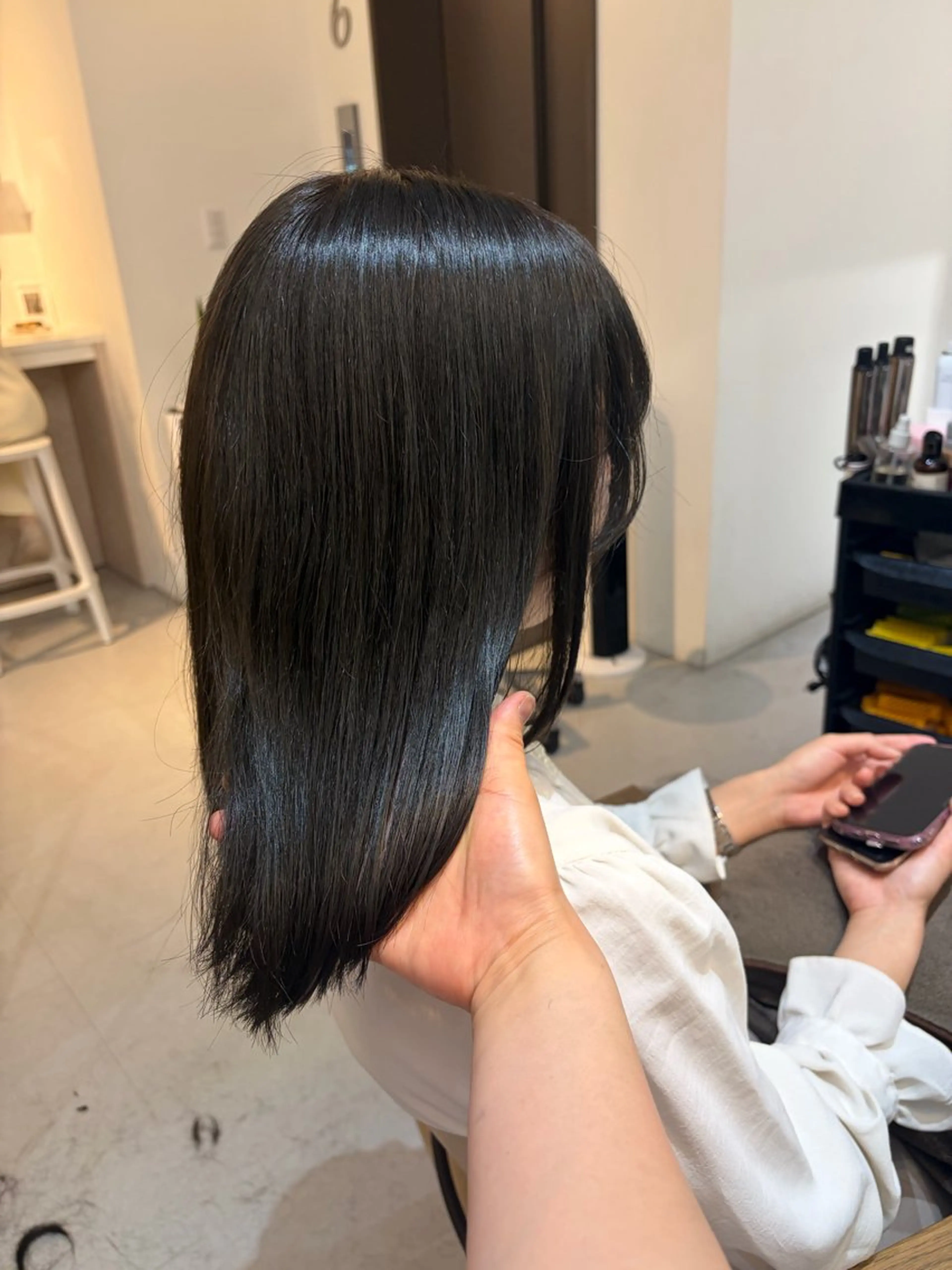 ミディアム カット ヘアカラー トリートメント ✨色持ちの良い艶 カラー✨蟹江真世のヘアスタイル