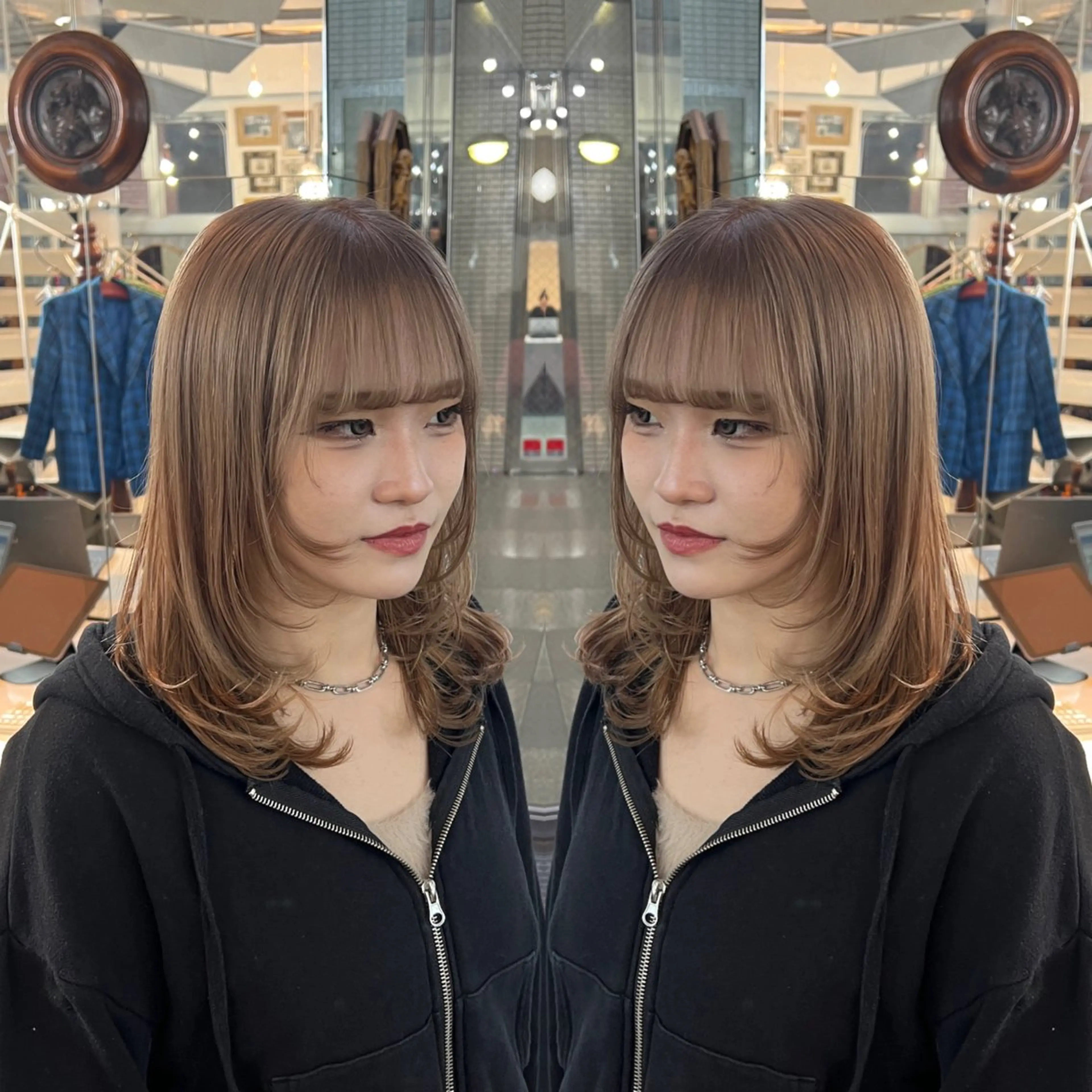 セミロング カラー レイヤーカット ヘアカラー トリートメント レイヤー/ボブ/ ミニボブ/AOIのヘアスタイル