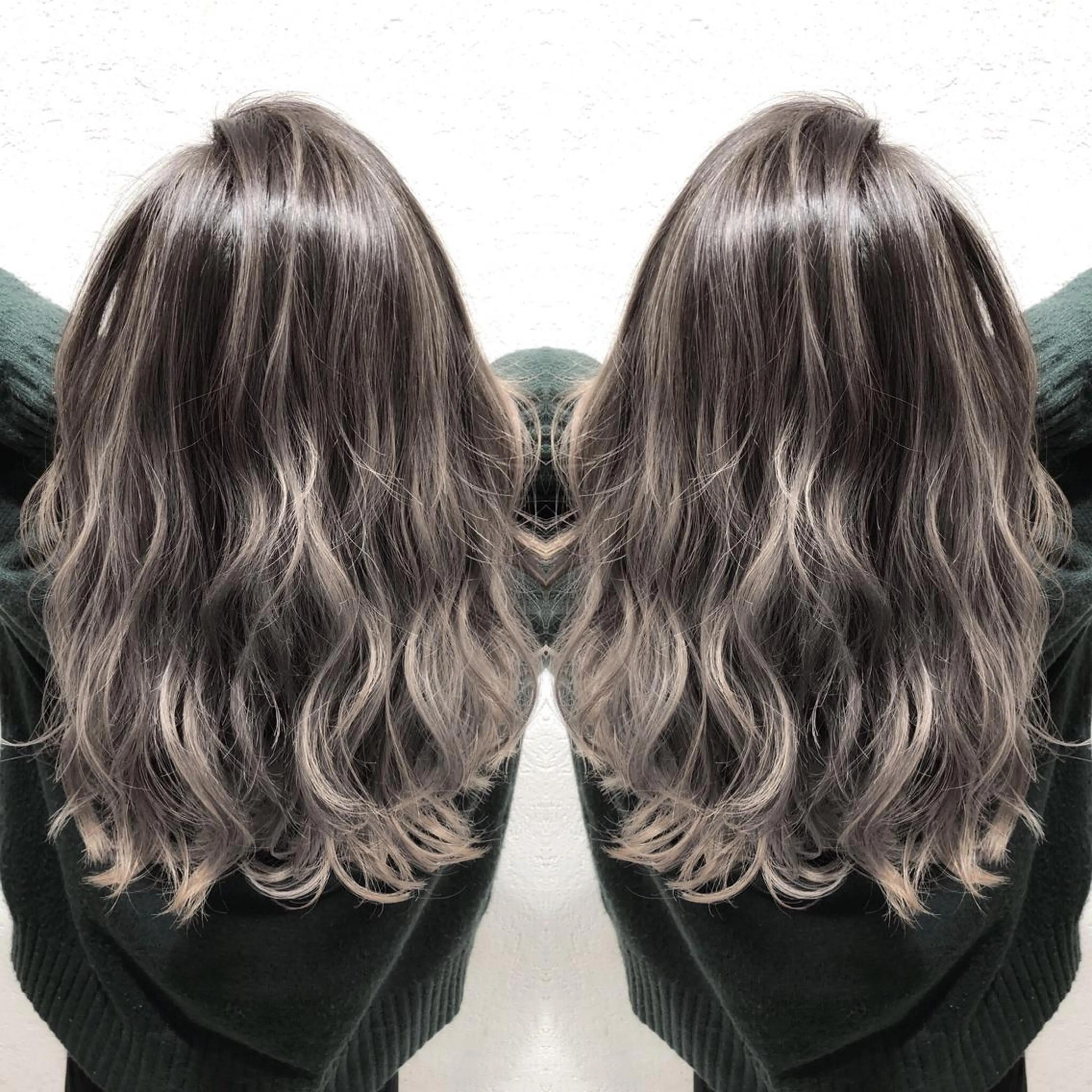 セミロング カラー バレイヤージュ ベージュカラー レイヤーカット biscohair 髪にドラマを。のヘアスタイル