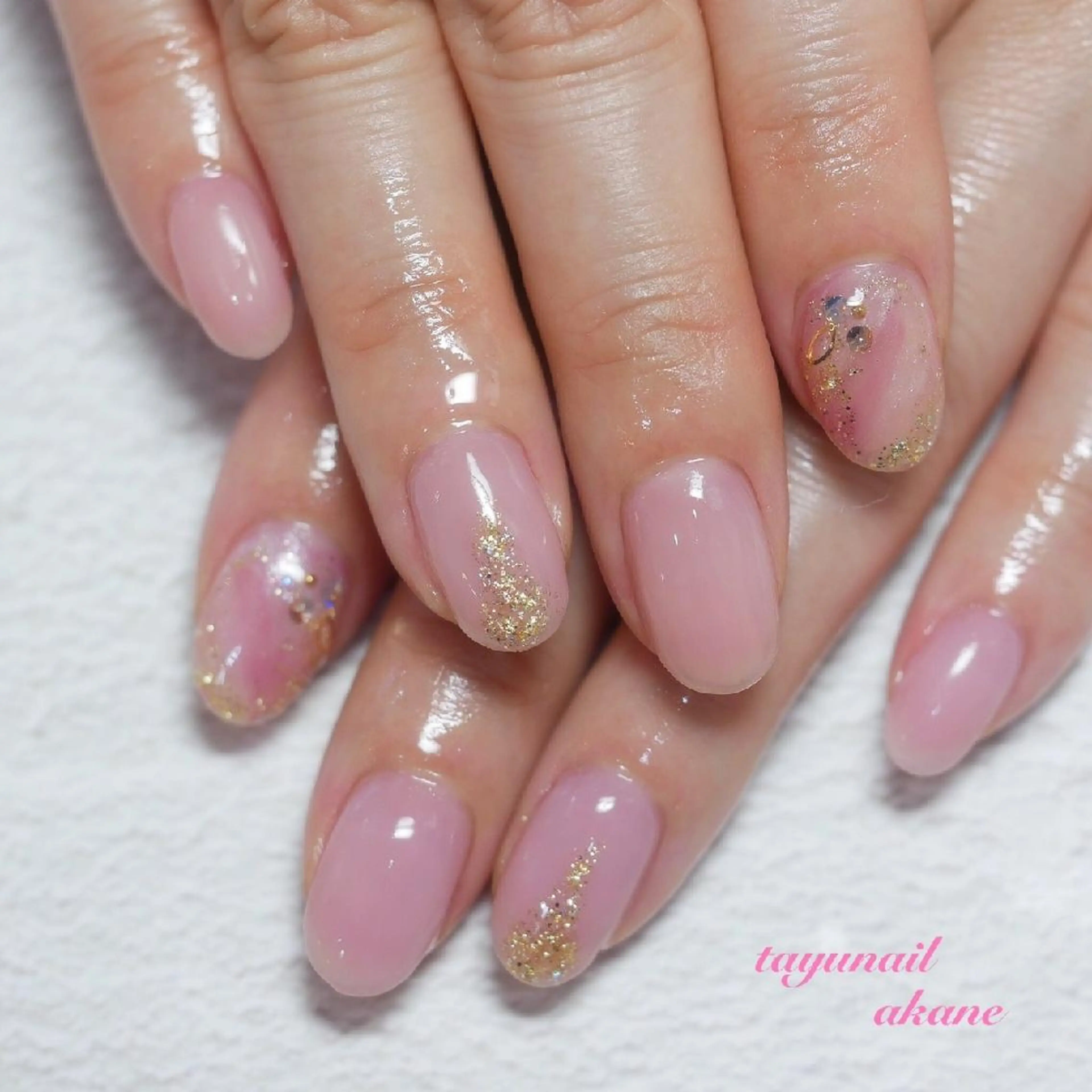 ネイル ブルー ジェルネイル ゴールド パラジェル ピンク ネイルサロン・ネイルスクール　たゆnail所属・ネイルサロン 【たゆnail】のネイルデザイン