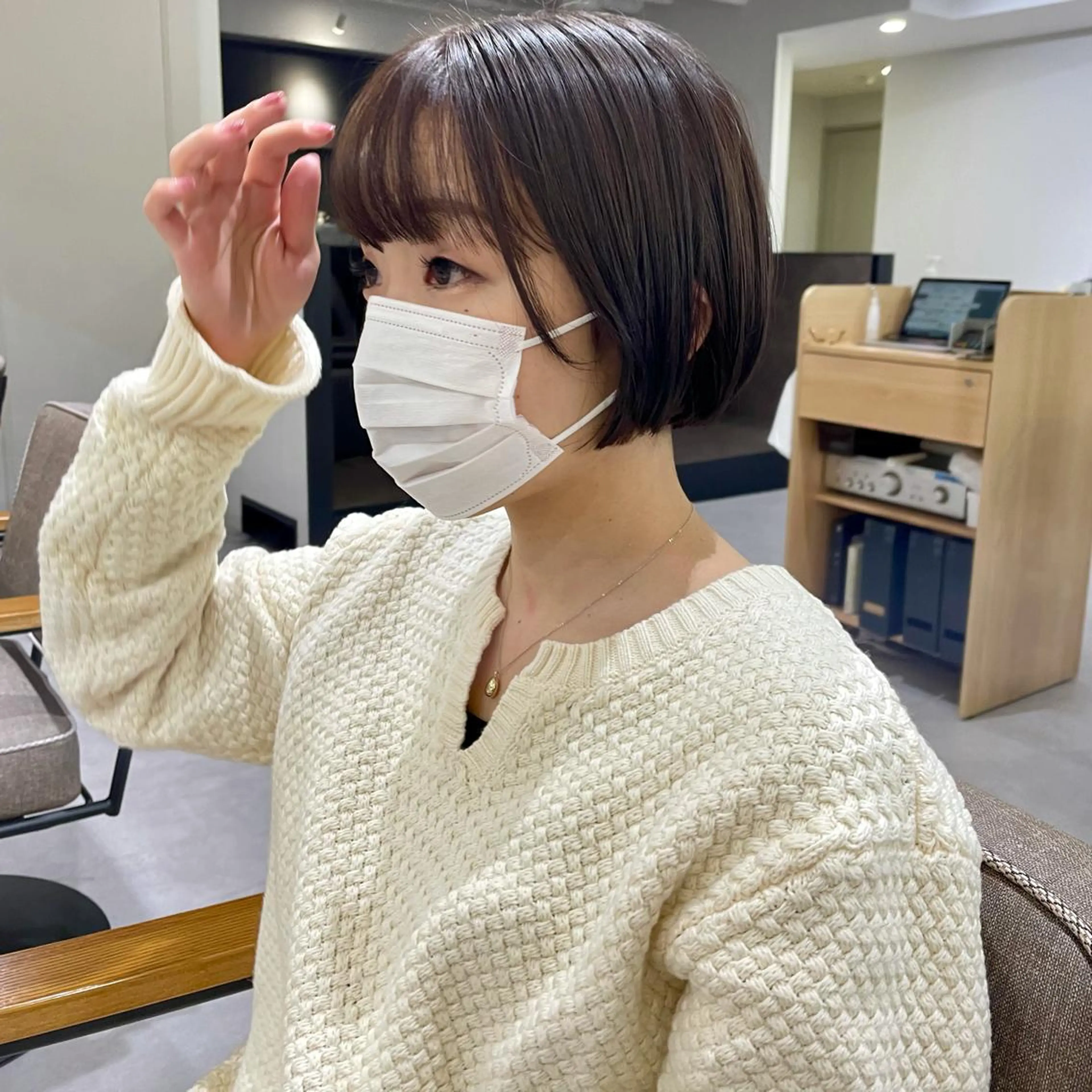 ショート カラー グレージュ ラベンダーカラー ラベンダーグレージュ ラベンダーグレー ボブ パーマ＊ 顔まわり似合わせのヘアスタイル