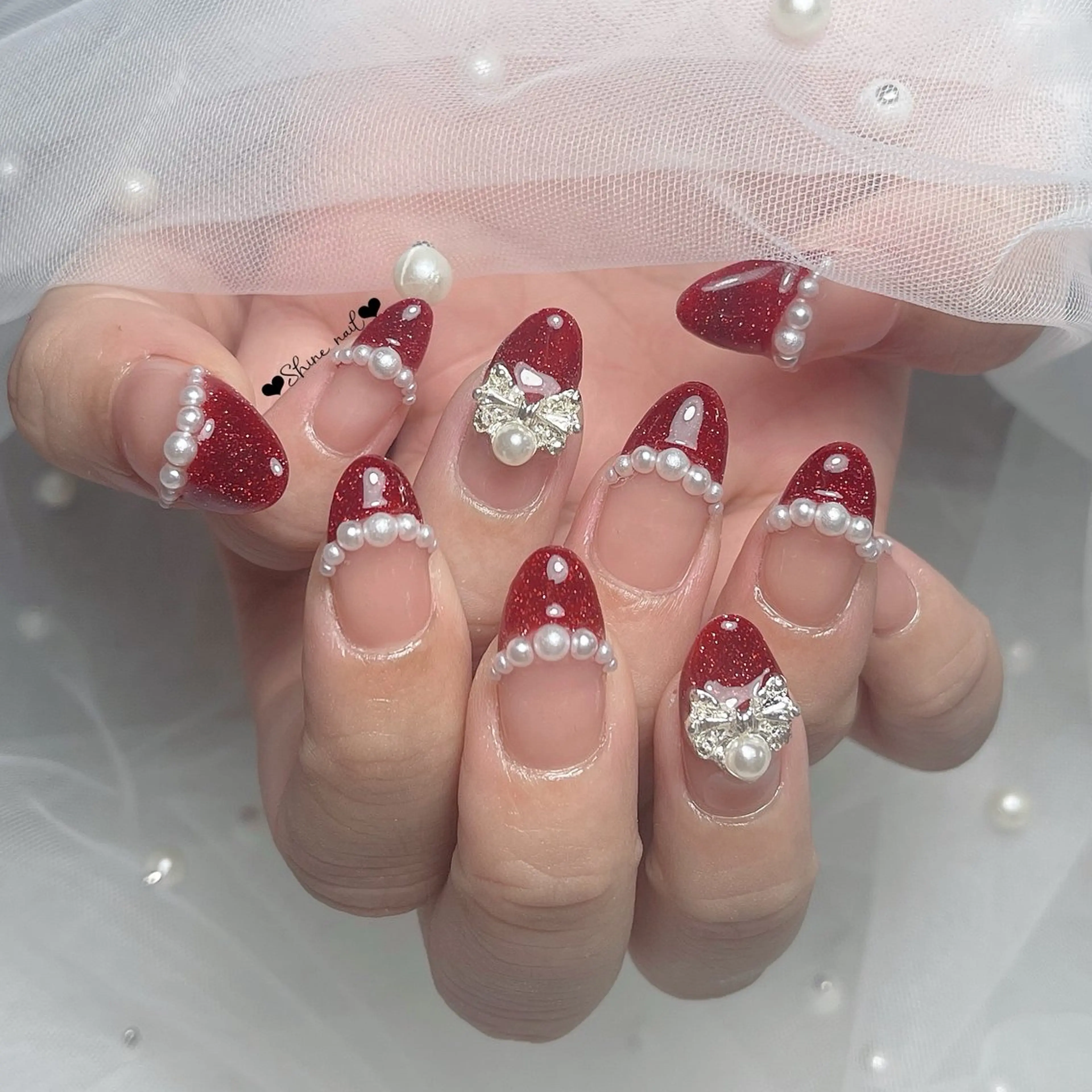 ネイル ハンドネイル 〜Shine Nail〜【サイナネイル】パラジェル／ 長さだし／持ち込み／ワンホン／フィルイン所属・shine 🎀 長さだし&デザインのネイルデザイン