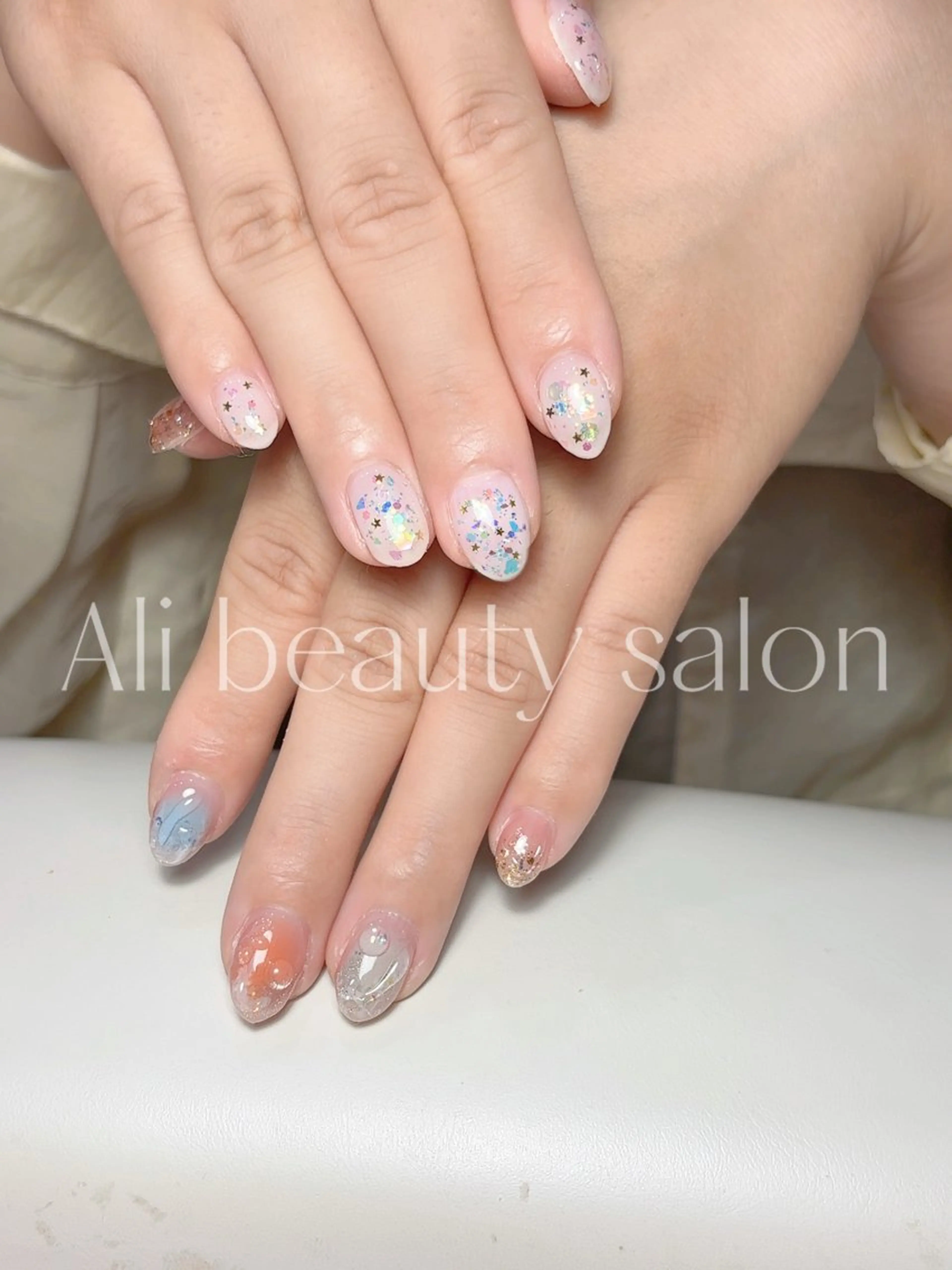 ネイル アートネイル チークネイル 大理石ネイル(マーブル) 持ち込み ハンドネイル Ali 新小岩 ネイル専門のネイルデザイン