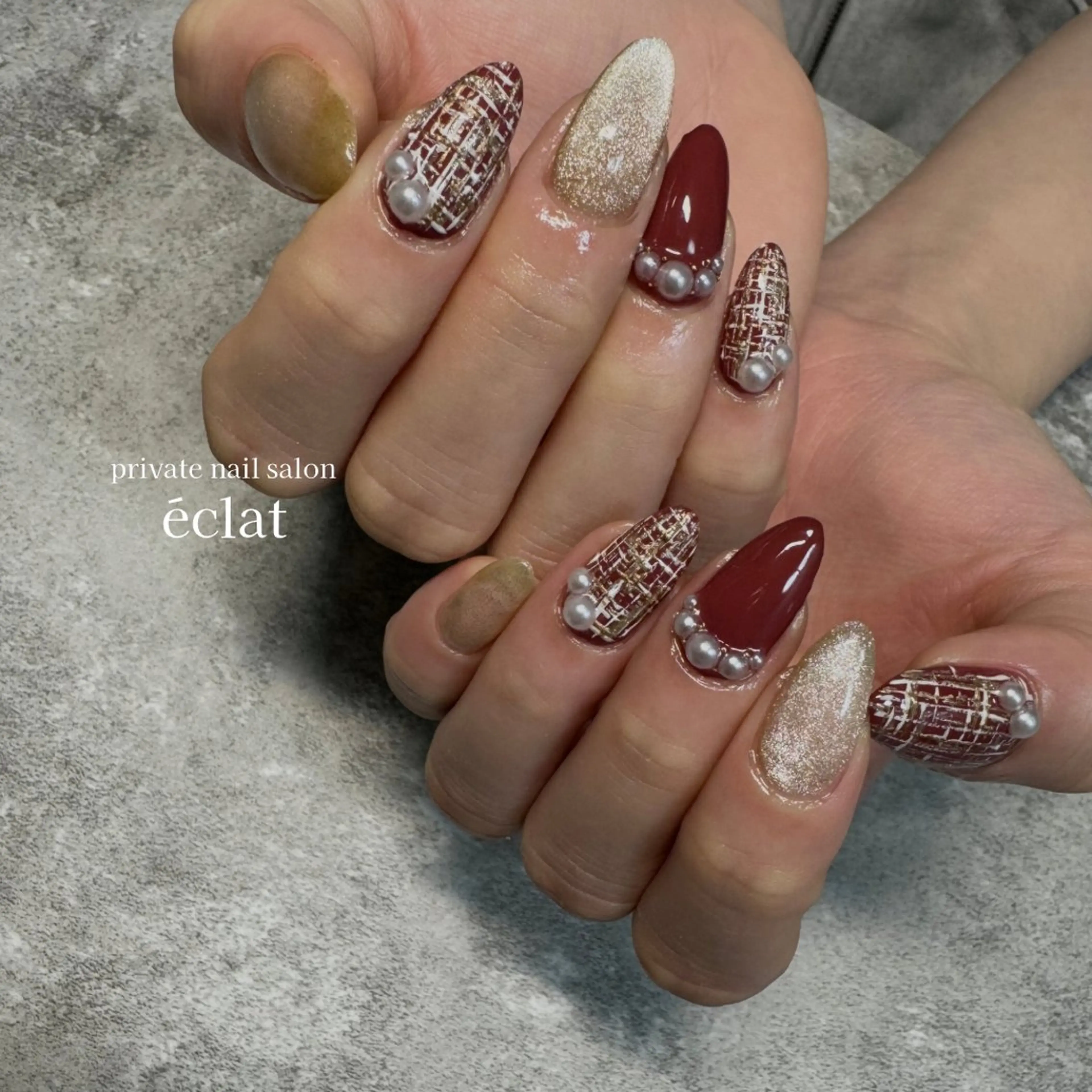 ネイル 持ち込み ツイードネイル nailsalon éclatのネイルデザイン
