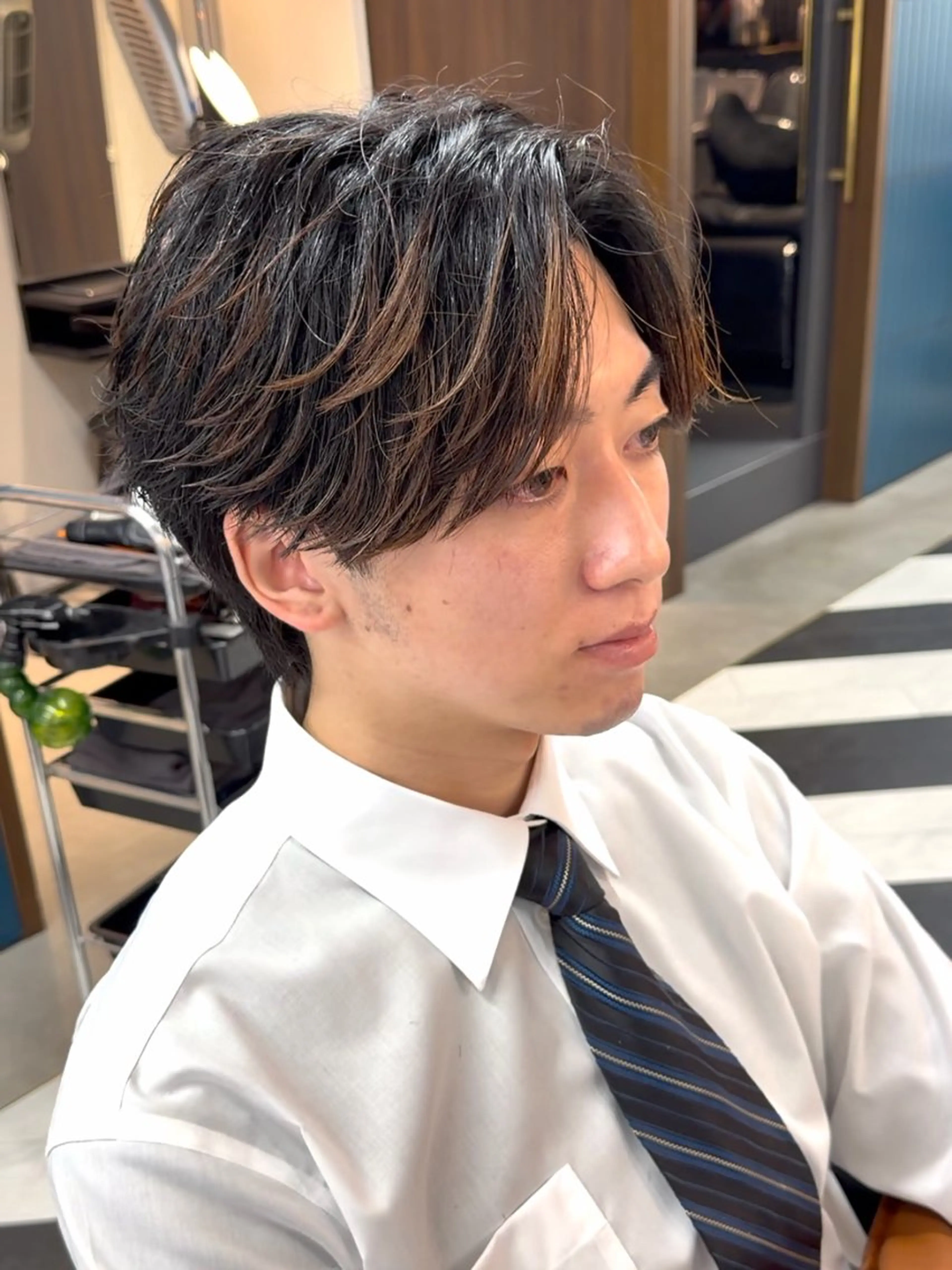 ミディアム カラー パーマ ヘアアレンジ メンズ 伊藤 陸のヘアスタイル