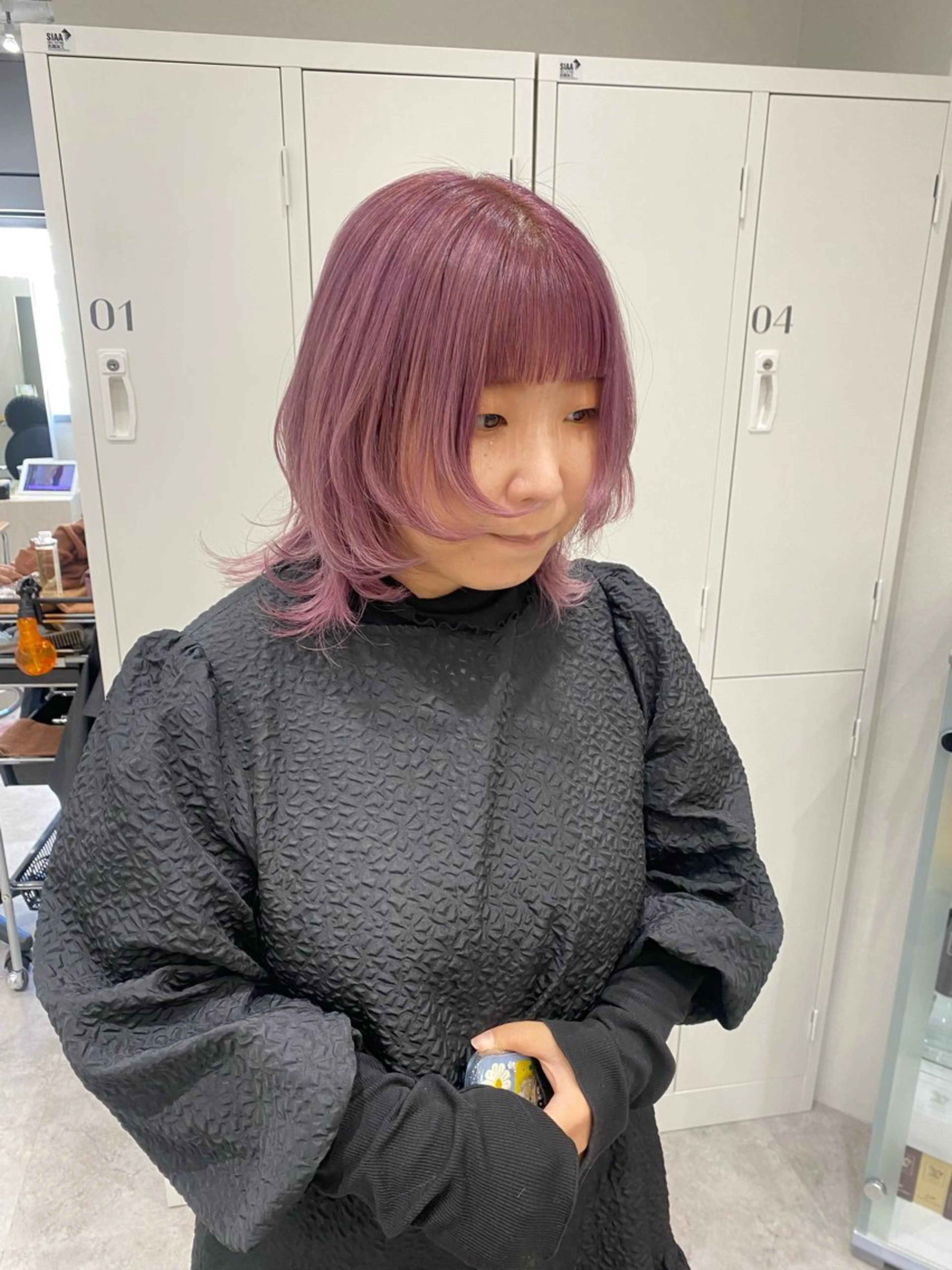 ミディアム カラー ヘアアレンジ ブリーチ ピンクカラー ホワイトピンク 顔まわりレイヤー 顔周りカット ヘアカラー ボブ /ニュアンス/ satomi🧸💖のヘアスタイル