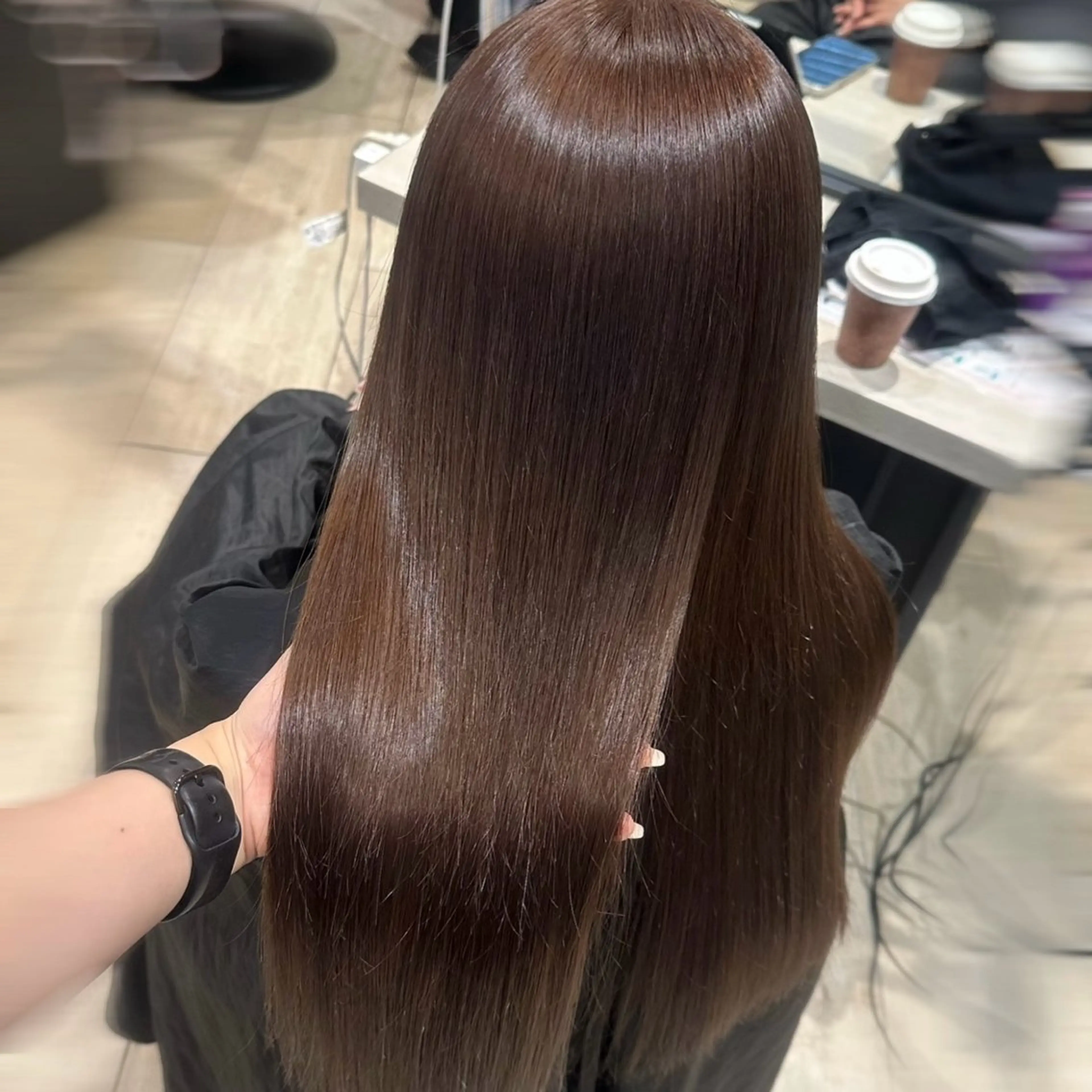 ロング チョコレートブラウン カット ヘアカラー トリートメント 💎レイヤー.ツヤ髪 /AYAKI💎のヘアスタイル